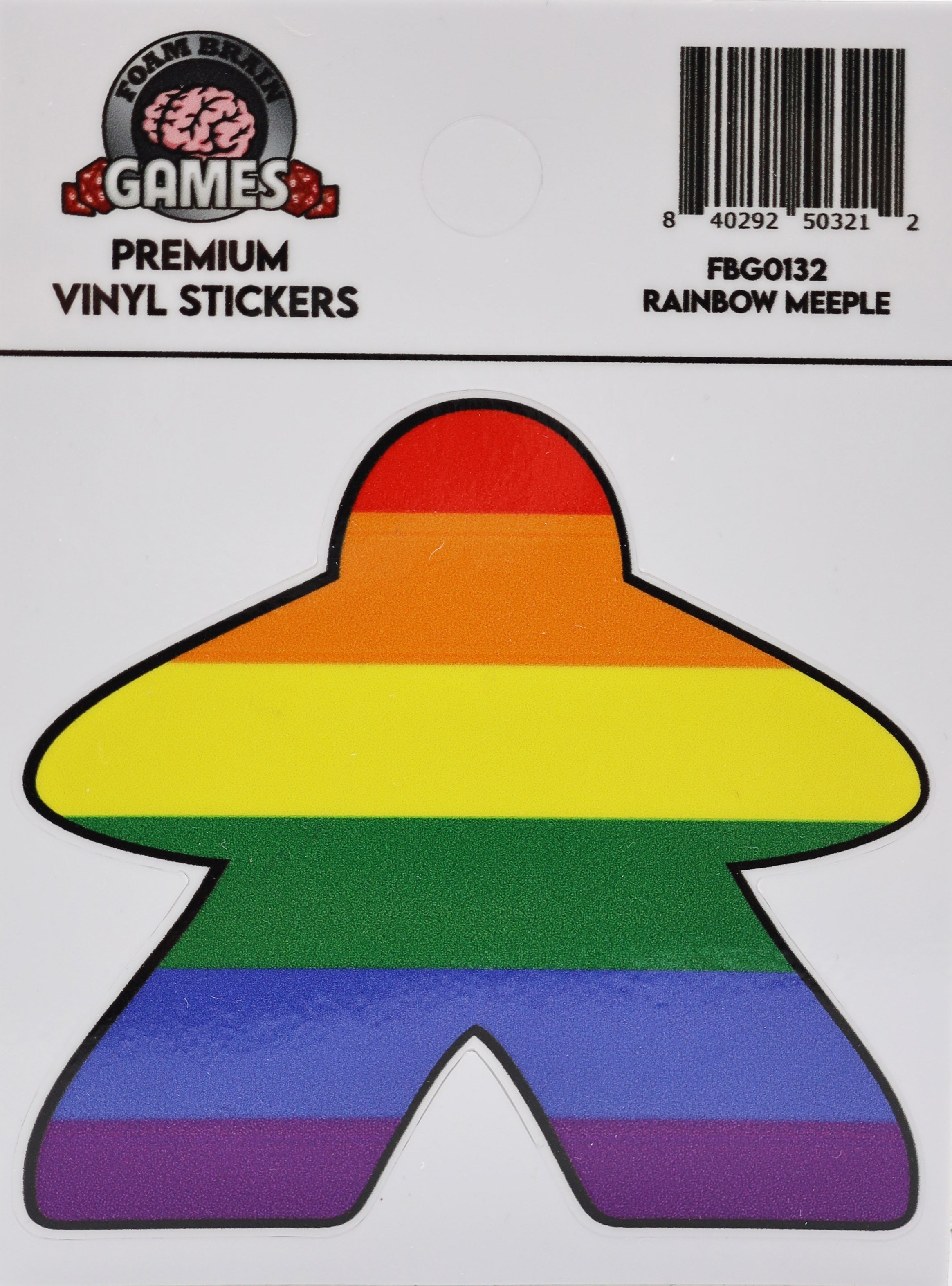 Rainbow Meeple Sticker Stickers Foam Brain Games | D20 Games