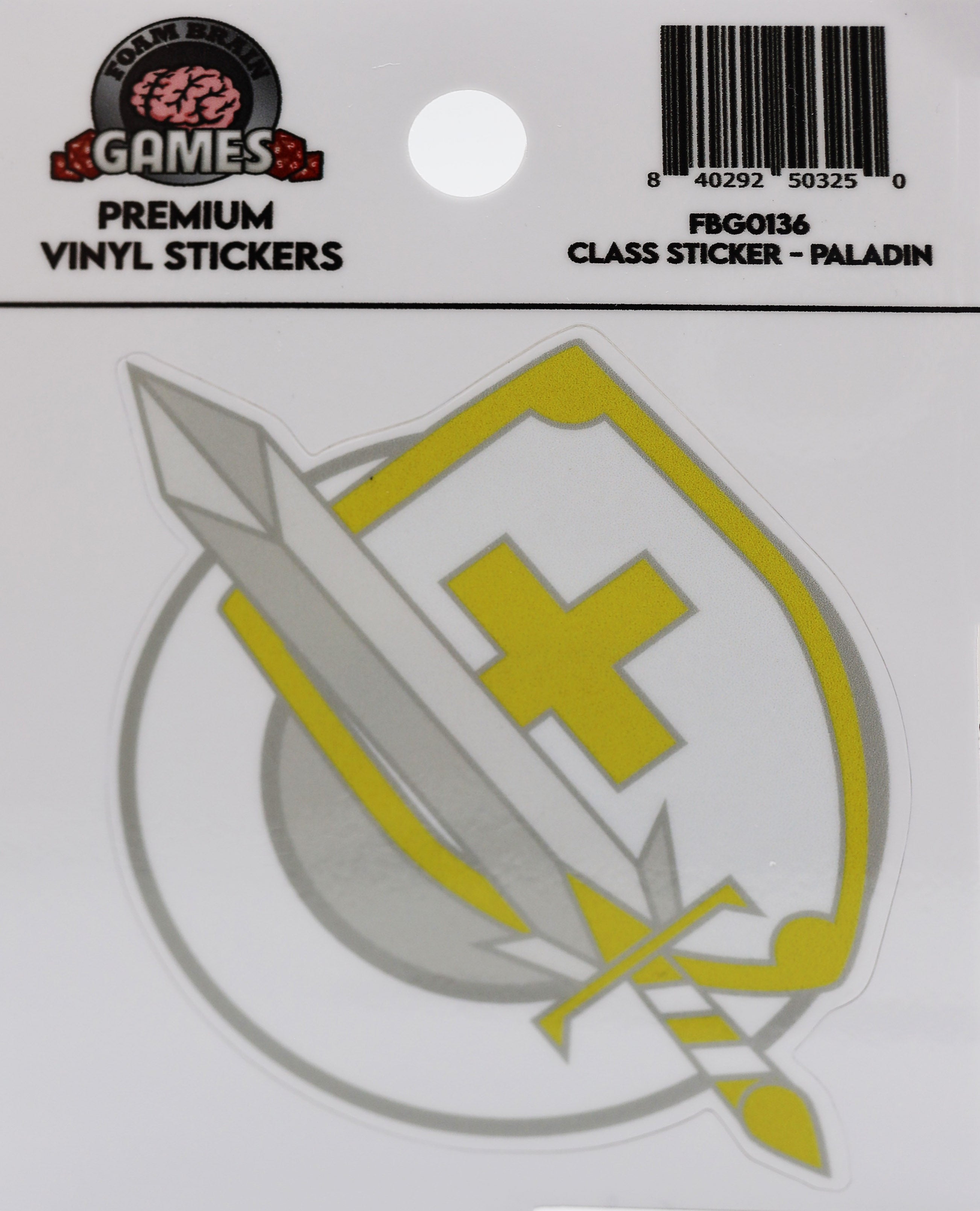 Class Sticker: Paladin Stickers Foam Brain Games | D20 Games