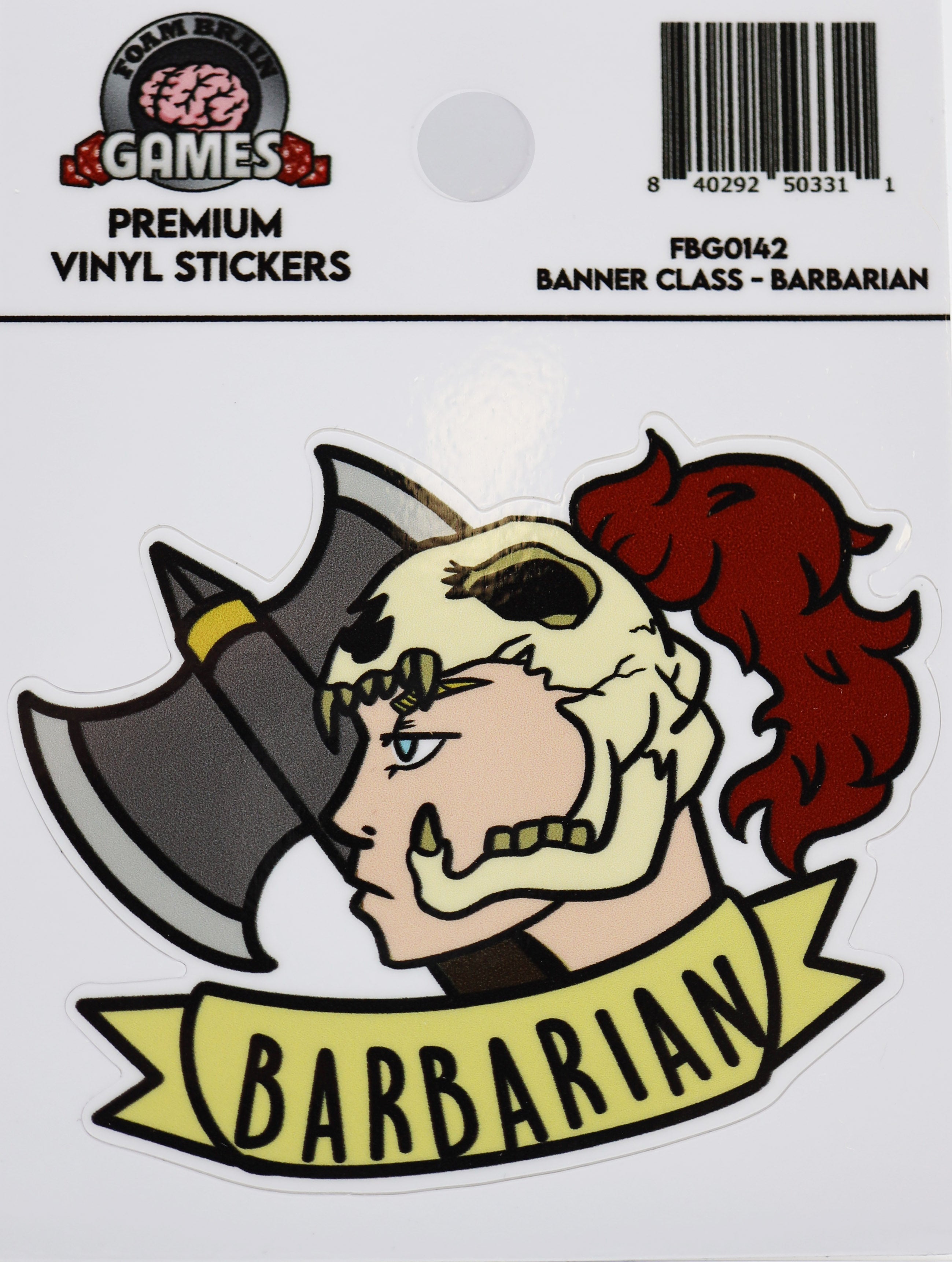 Banner Class Sticker: Barbarian Stickers Foam Brain Games | D20 Games
