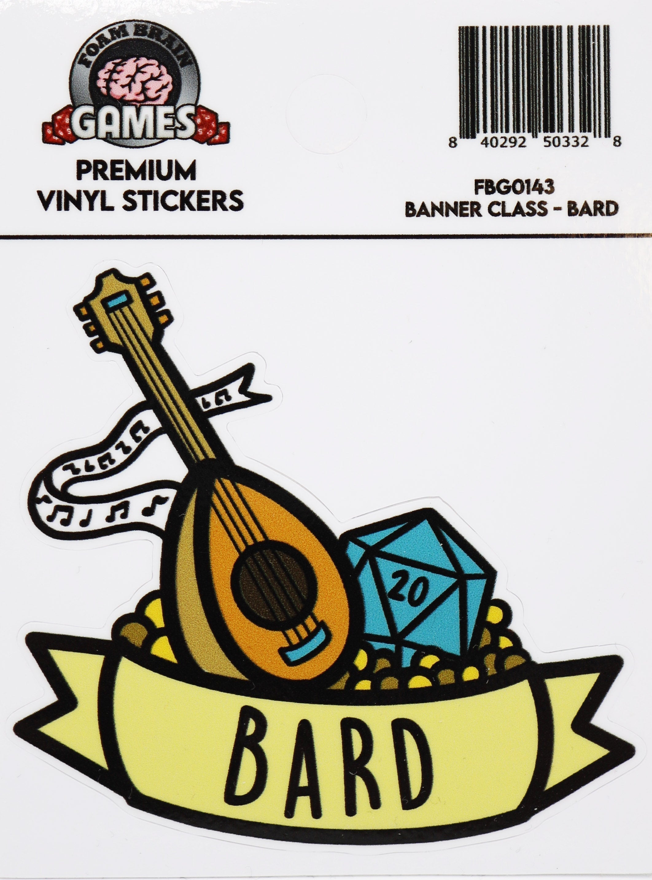 Banner Class Sticker: Bard Stickers Foam Brain Games | D20 Games