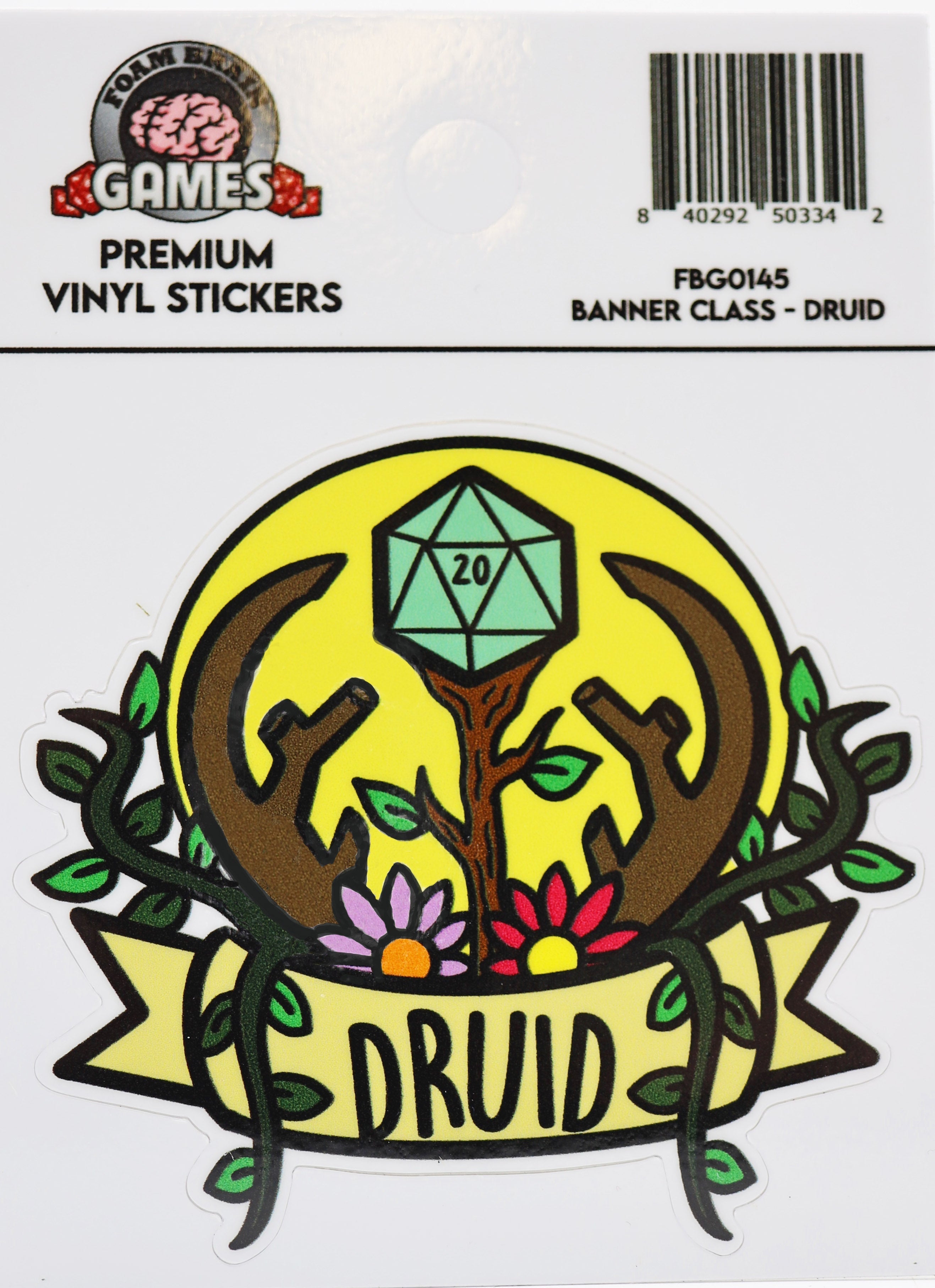 Banner Class Sticker: Druid Stickers Foam Brain Games | D20 Games
