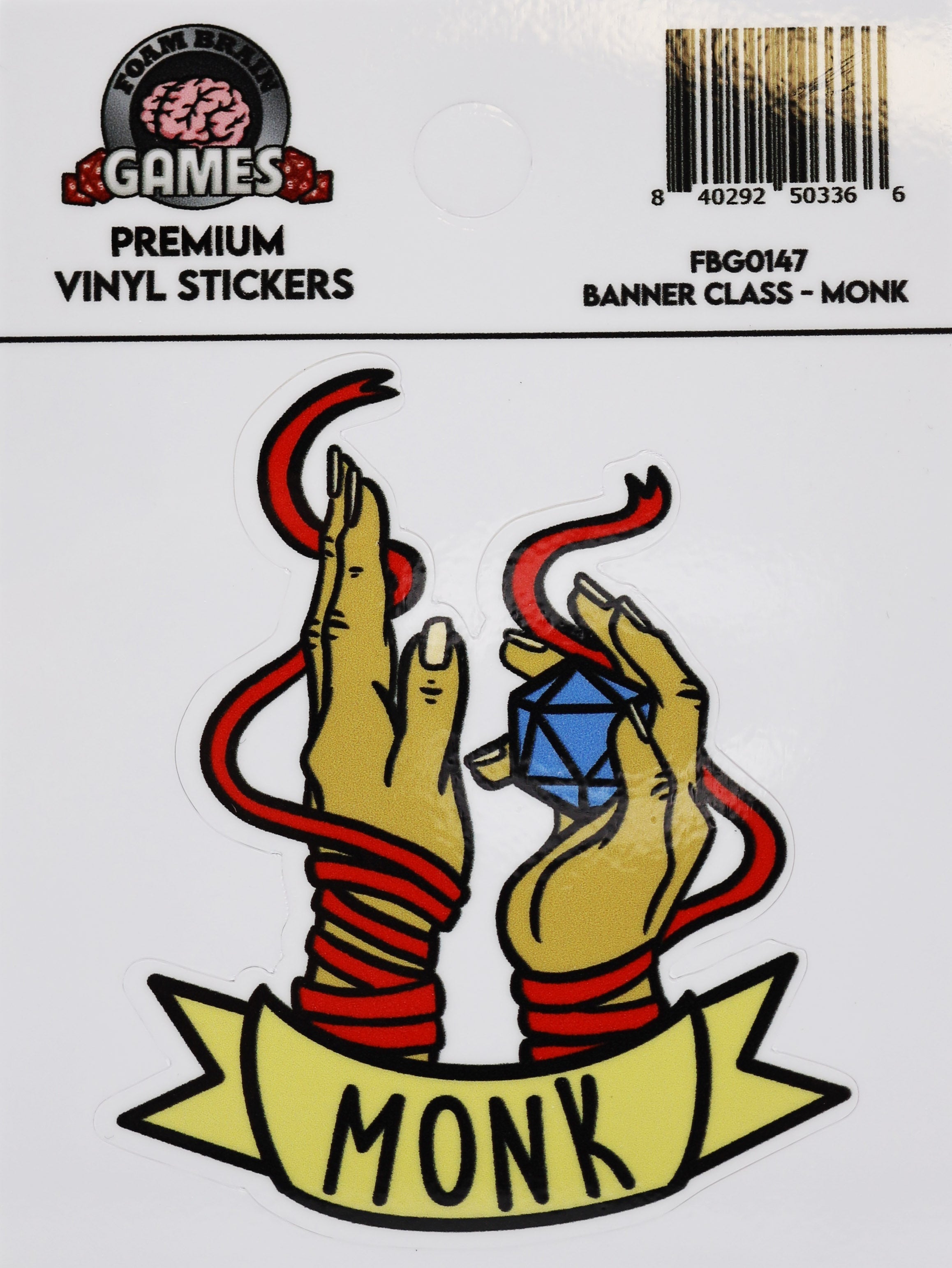 Banner Class Sticker: Monk Stickers Foam Brain Games | D20 Games