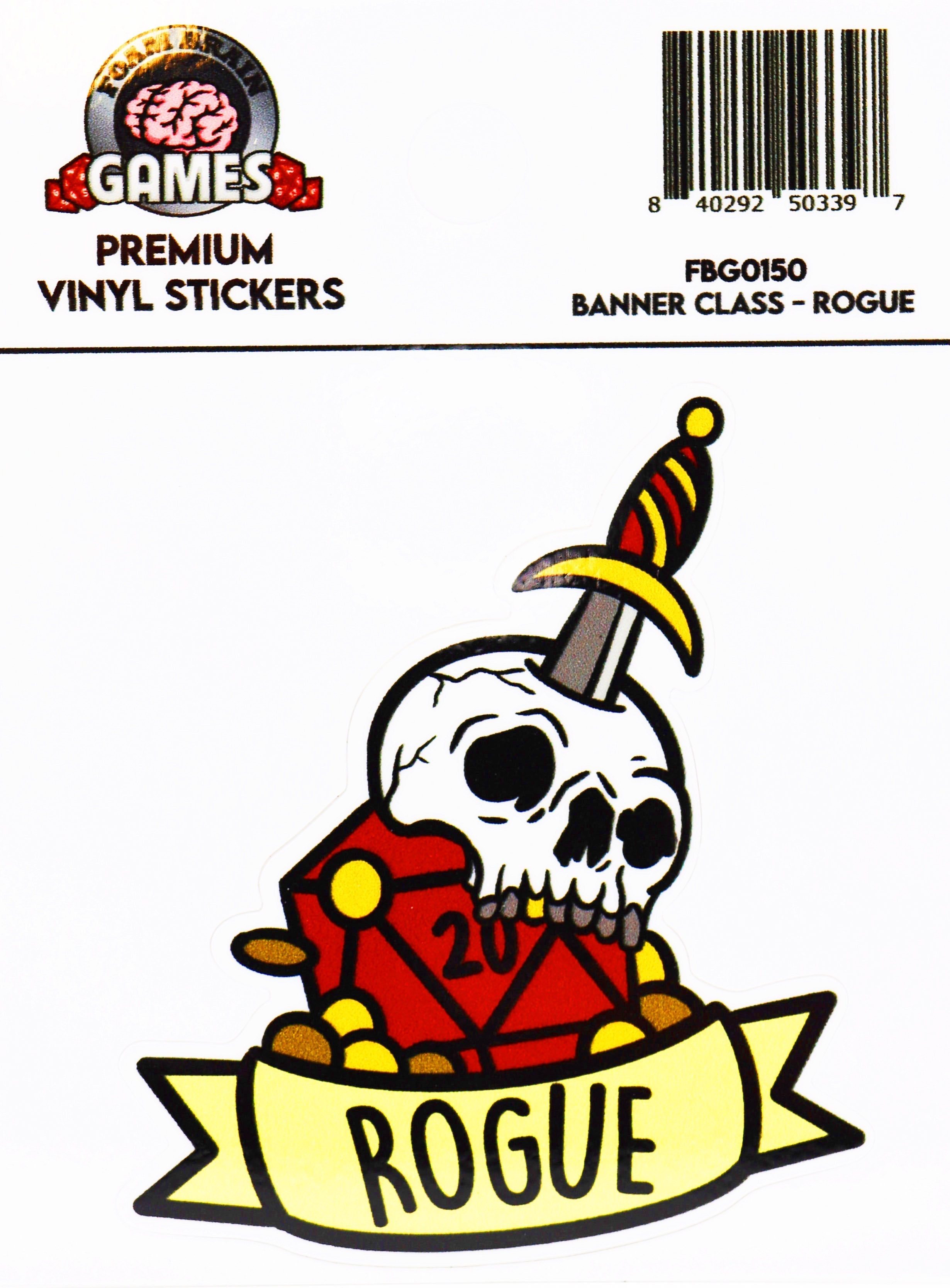 Banner Class Sticker: Rogue Stickers Foam Brain Games | D20 Games