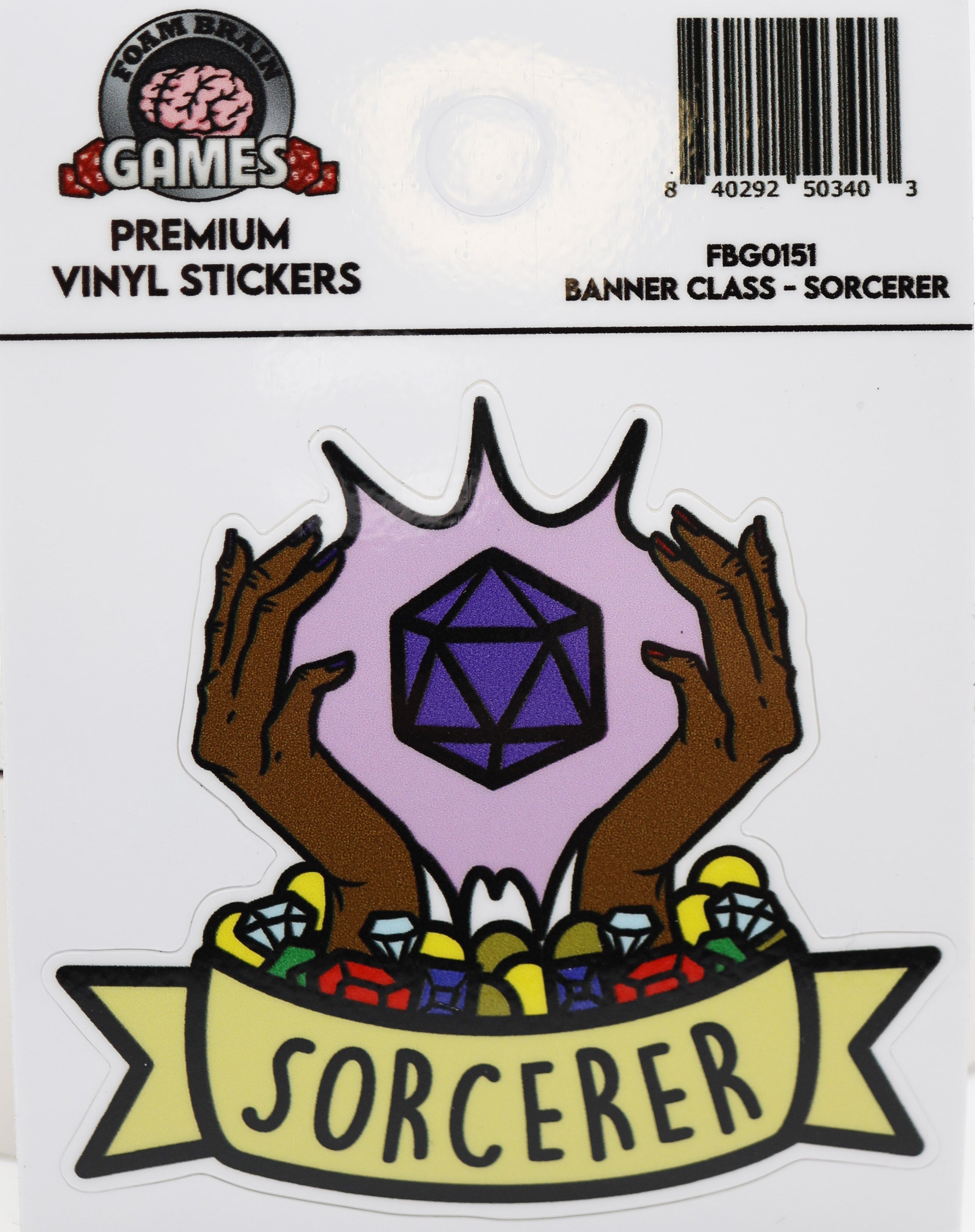 Banner Class Sticker: Sorcerer Stickers Foam Brain Games | D20 Games