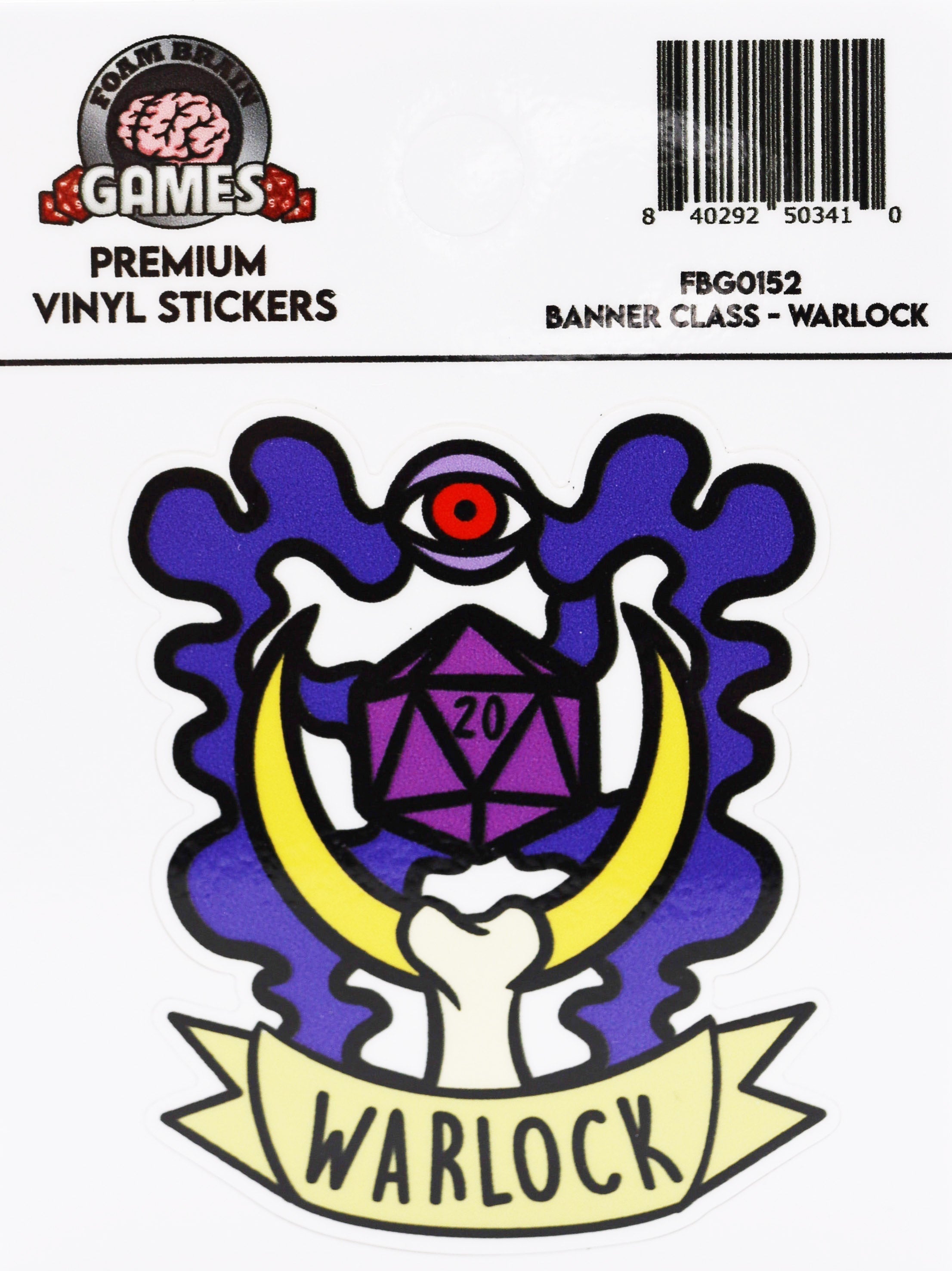 Banner Class Sticker: Warlock Stickers Foam Brain Games | D20 Games