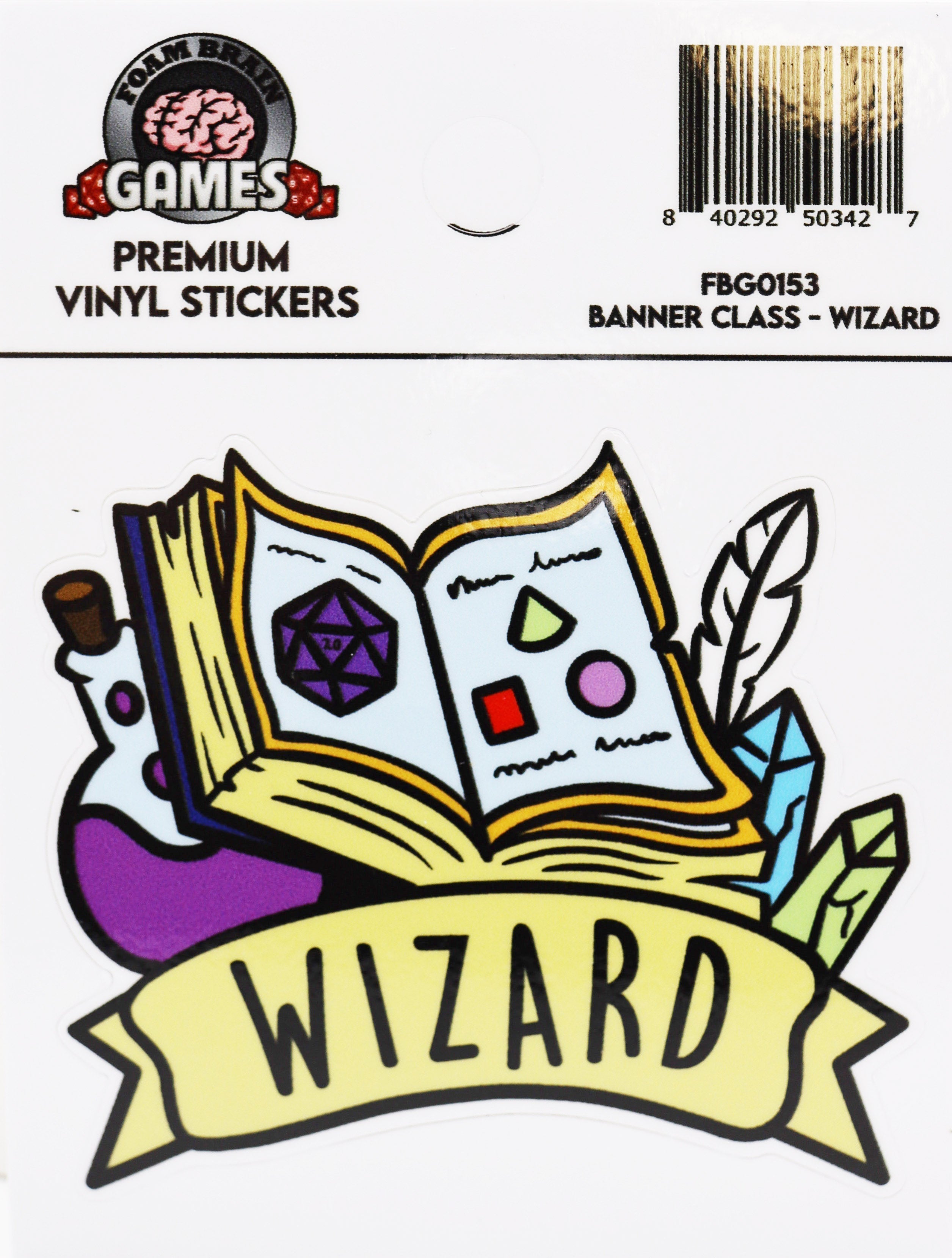 Banner Class Sticker: Wizard Stickers Foam Brain Games | D20 Games