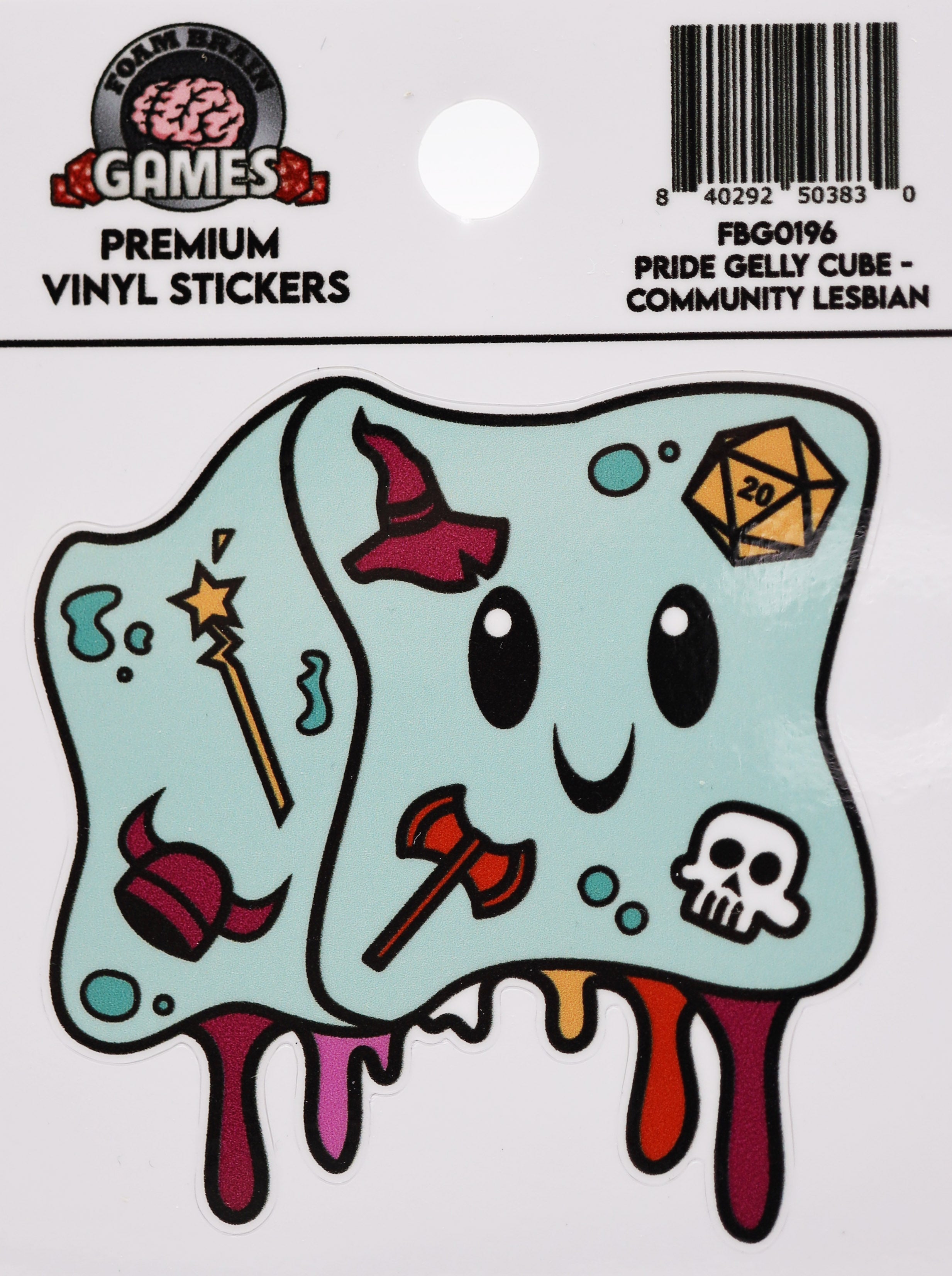 Pride Gelly Cube Sticker: Community Lesbian Stickers Foam Brain Games | D20 Games