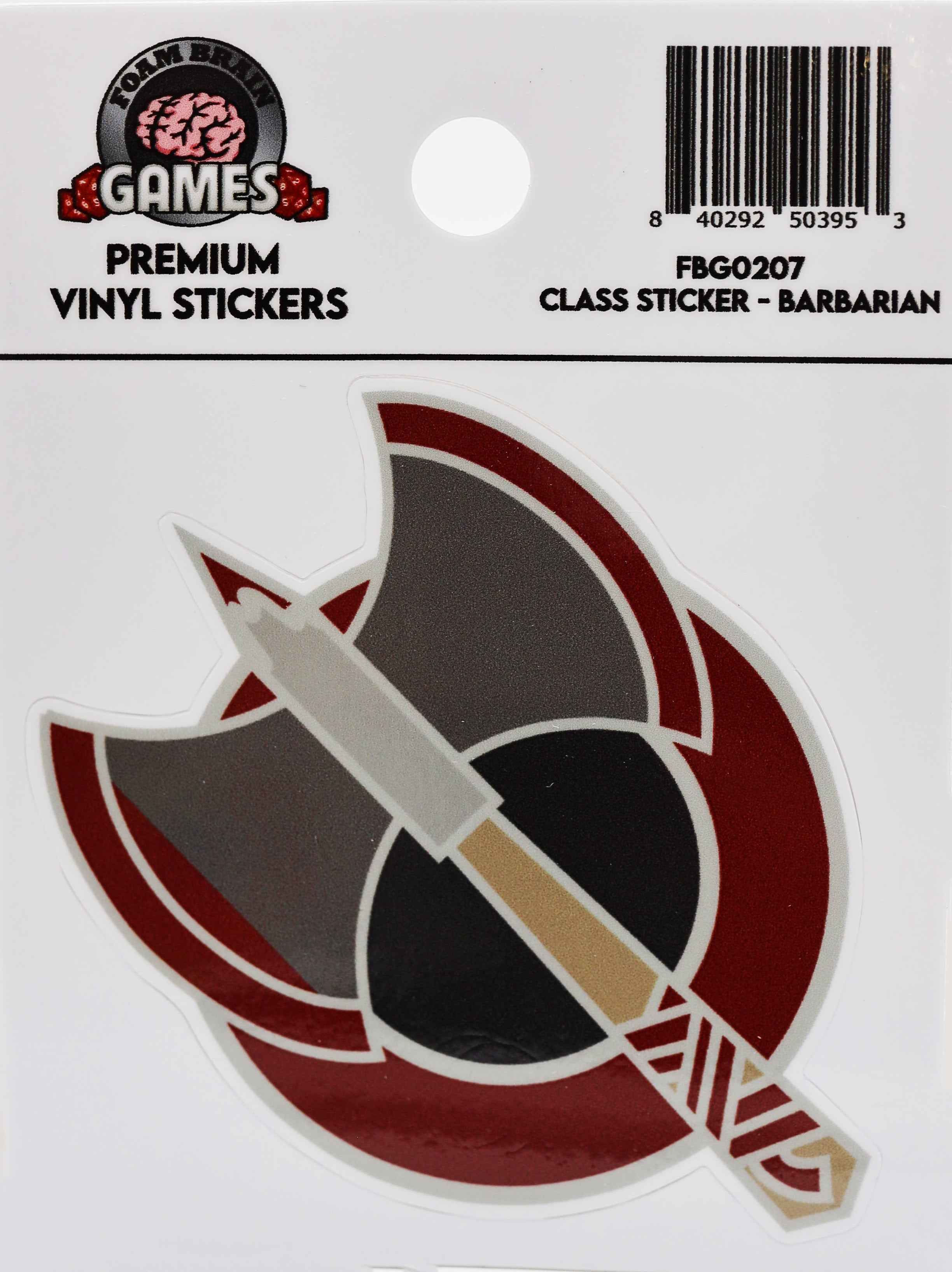 Class Sticker: Barbarian Stickers Foam Brain Games | D20 Games