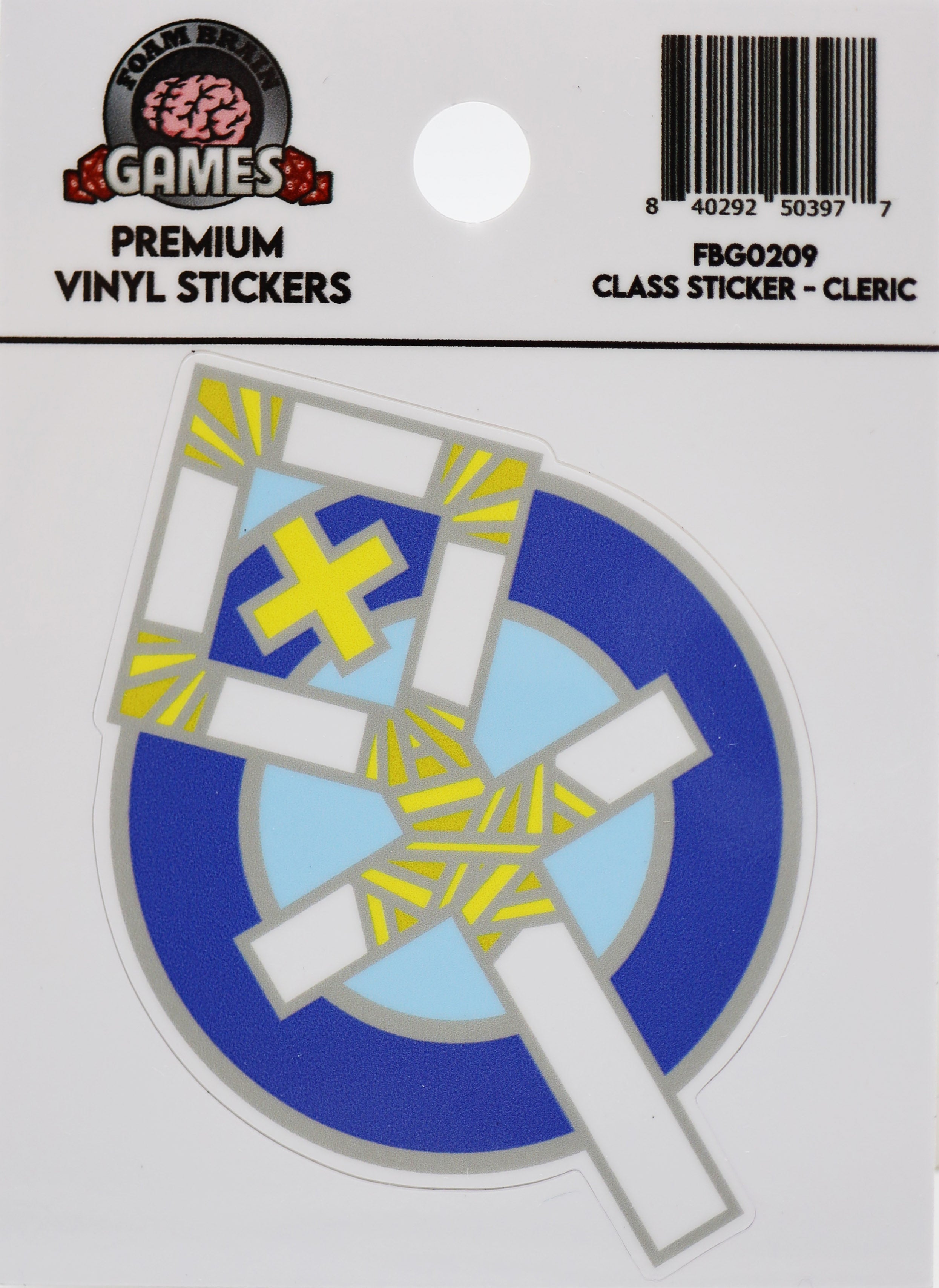 Class Sticker: Cleric Stickers Foam Brain Games | D20 Games