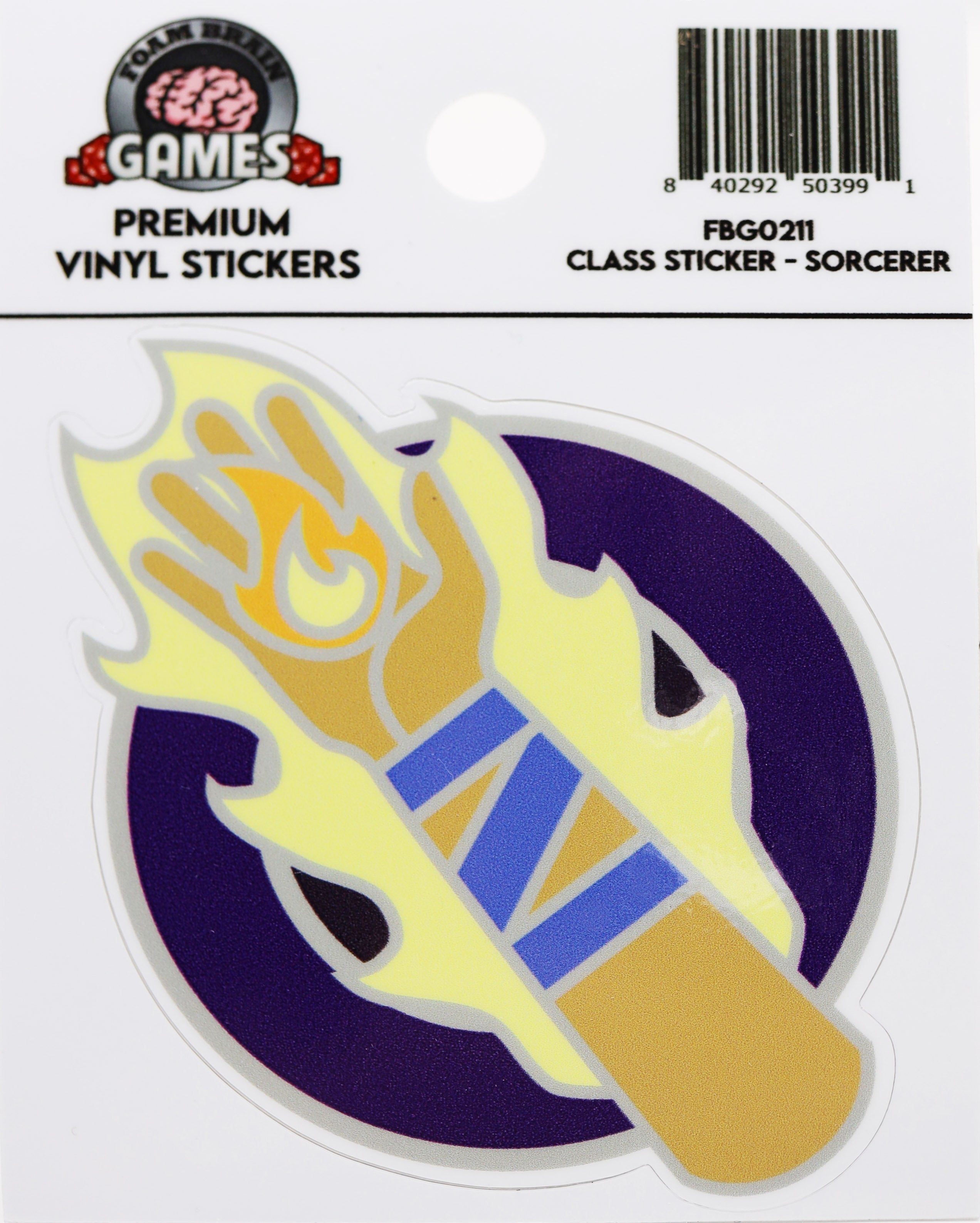 Class Sticker: Sorcerer Stickers Foam Brain Games | D20 Games