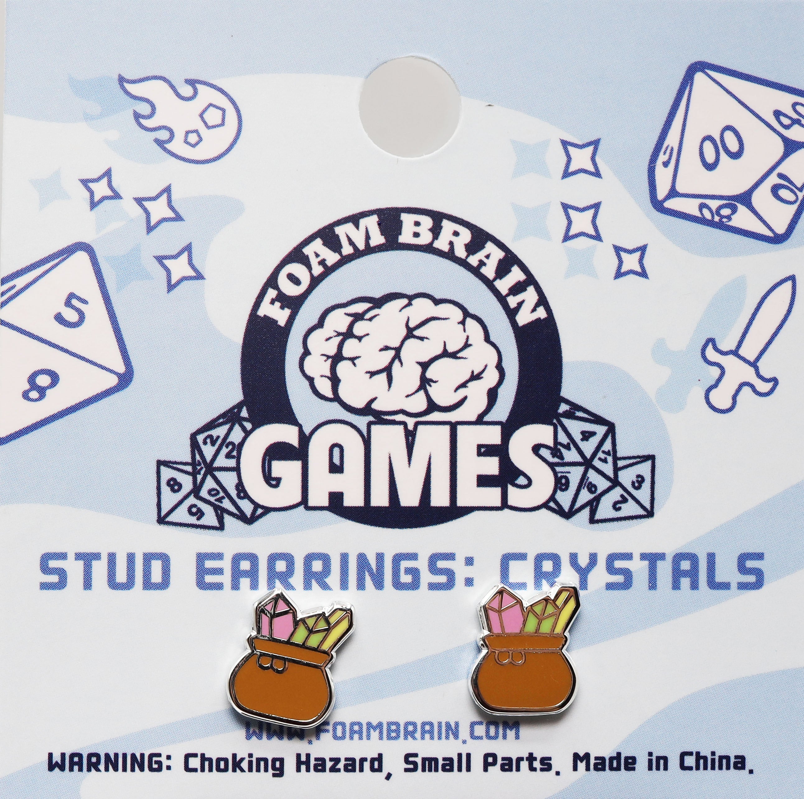 Stud Earrings: Crystals  Foam Brain Games | D20 Games