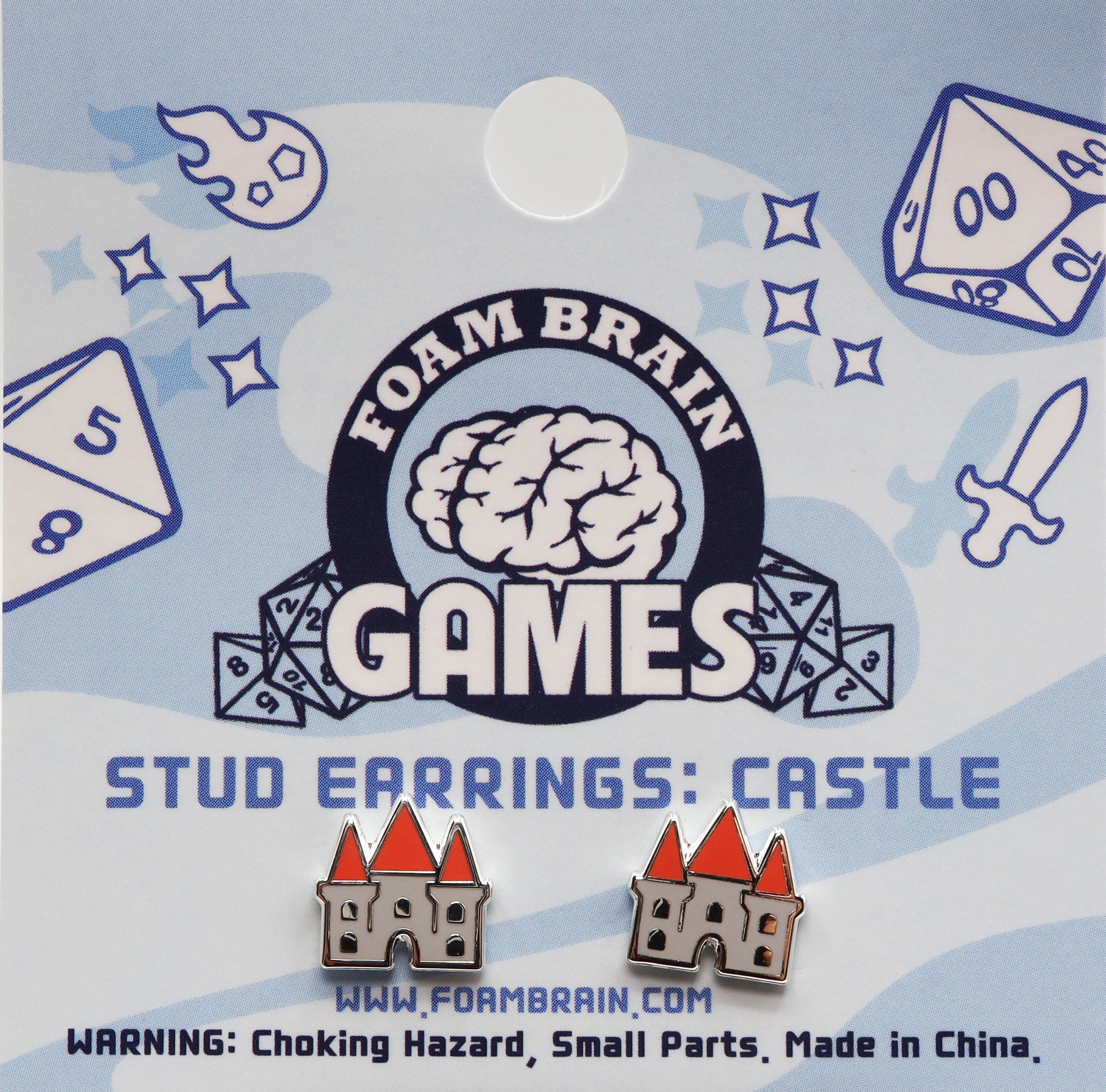Stud Earrings: Castle  Foam Brain Games | D20 Games