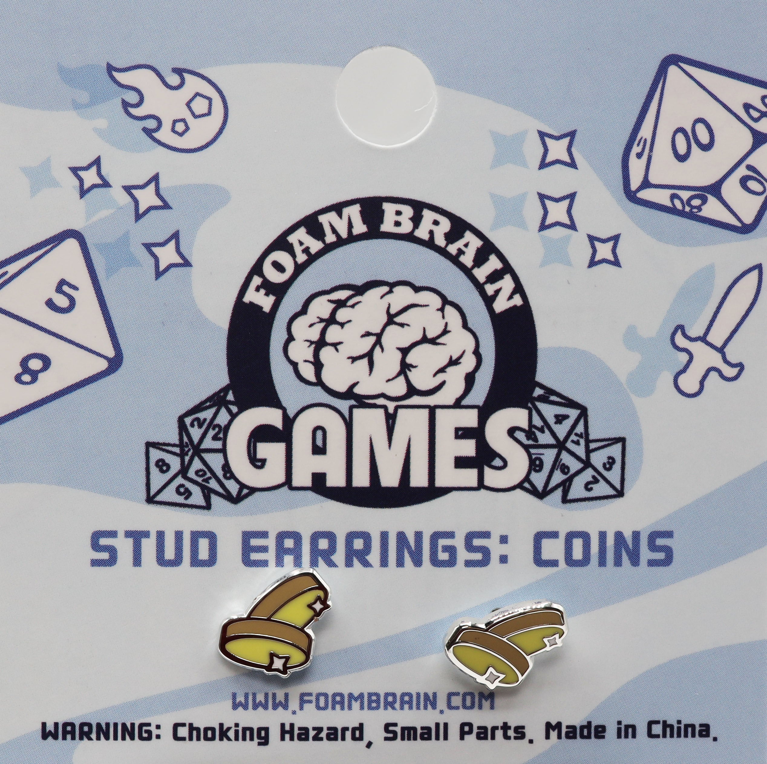 Stud Earrings: Coins  Foam Brain Games | D20 Games