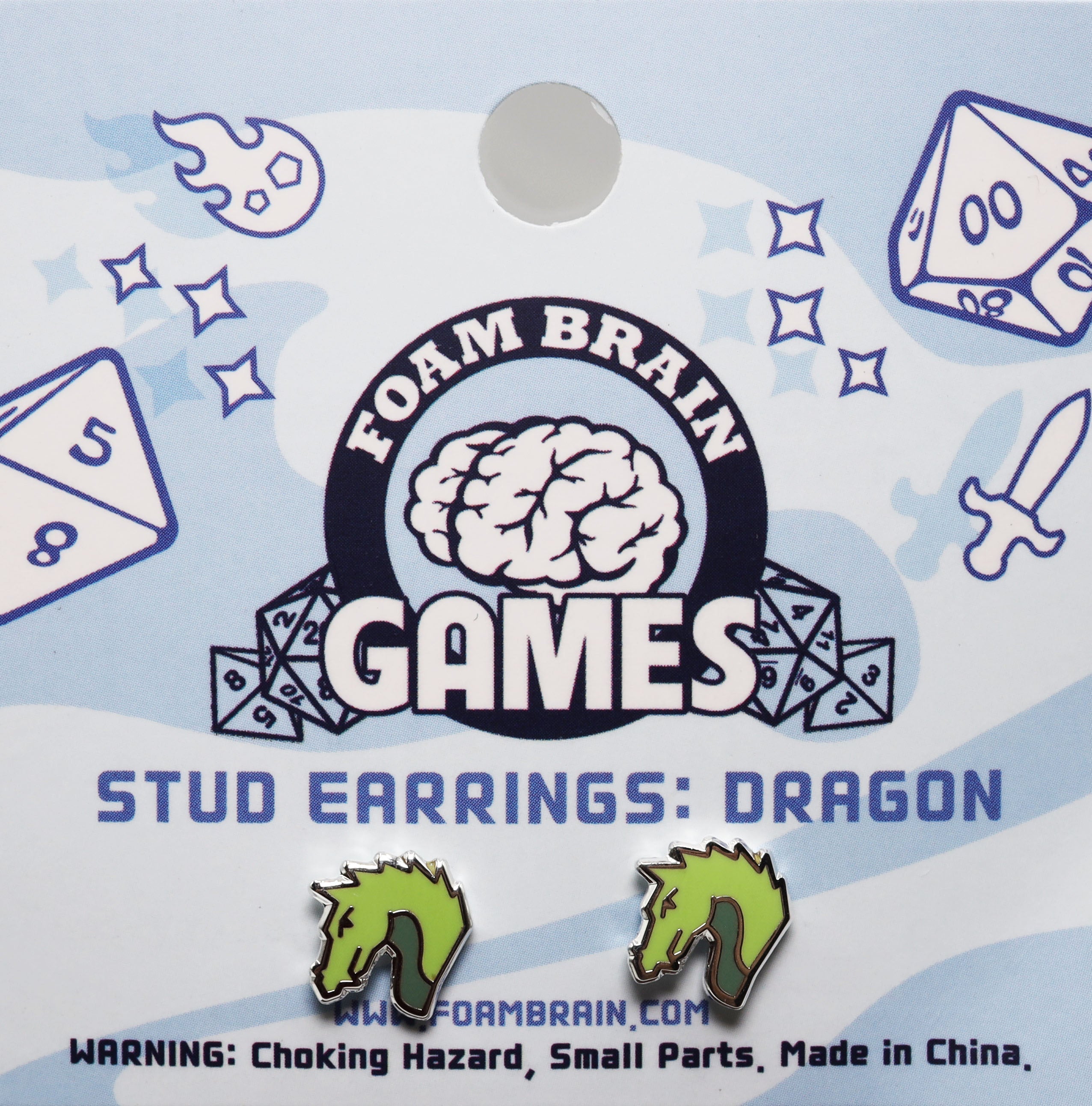 Stud Earrings: Dragon  Foam Brain Games | D20 Games