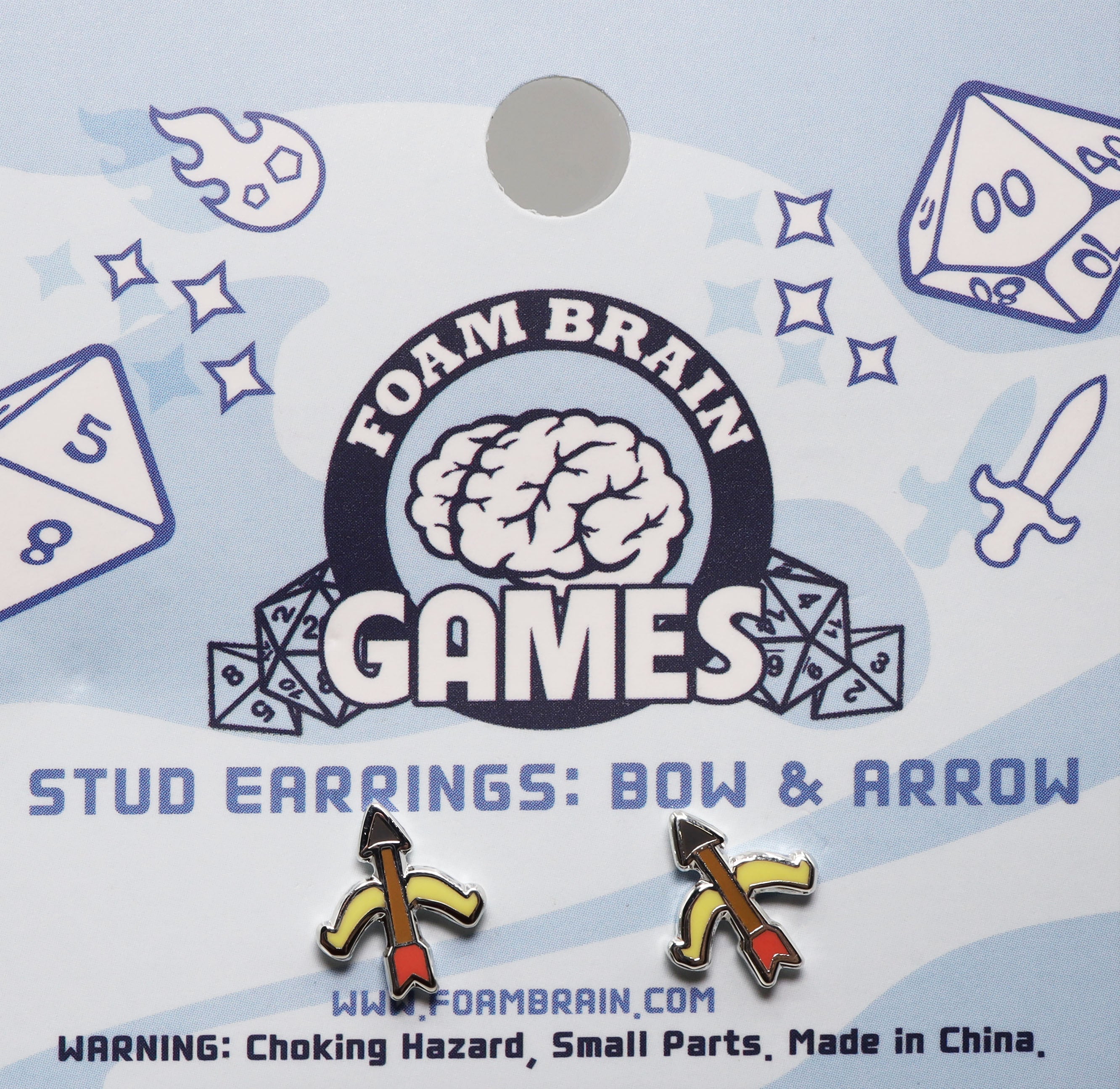 Stud Earrings: Bow & Arrow  Foam Brain Games | D20 Games