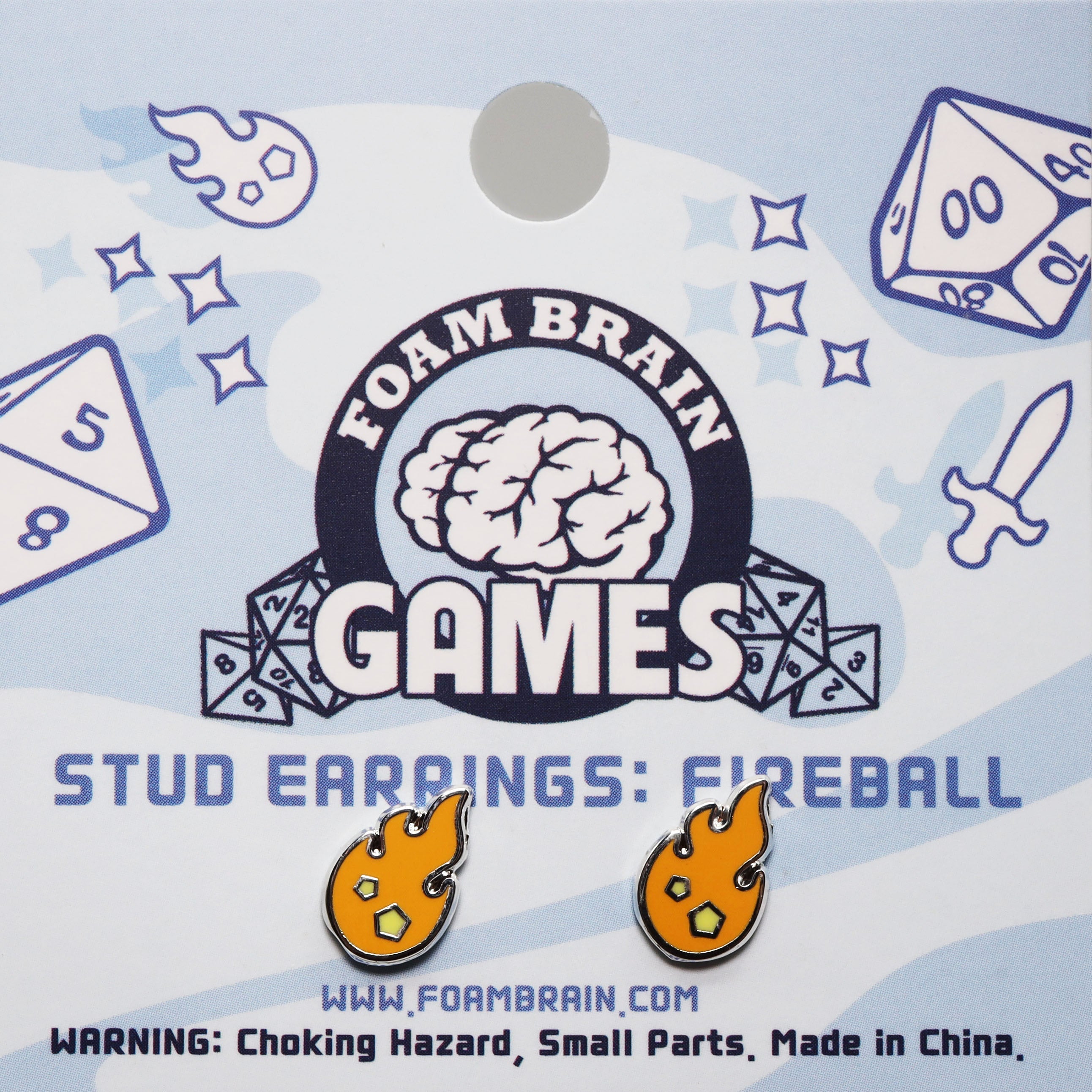 Stud Earrings: Fireball  Foam Brain Games | D20 Games