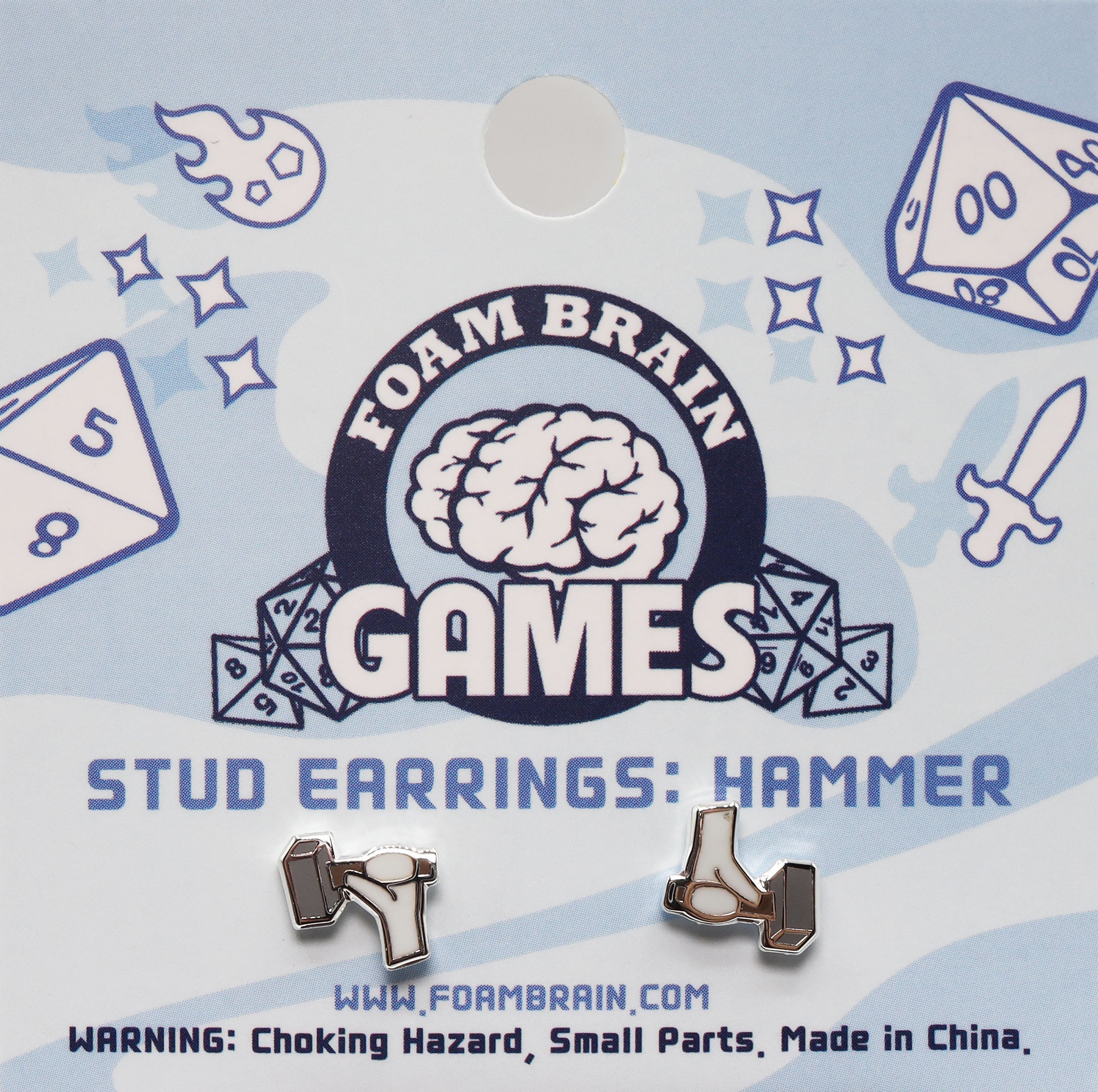 Stud Earrings: Hammer  Foam Brain Games | D20 Games