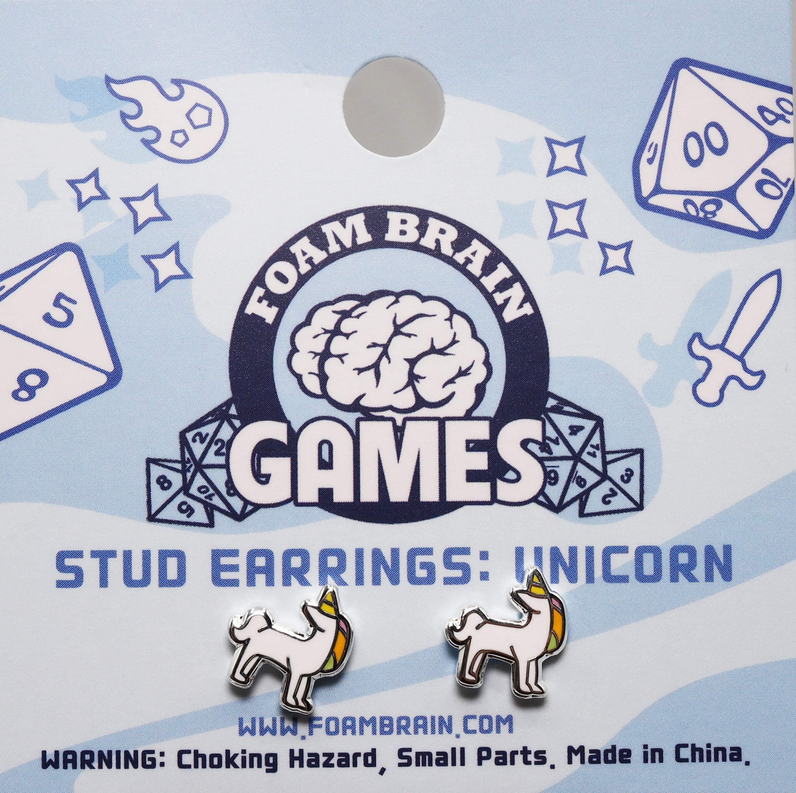 Stud Earrings: Unicorn  Foam Brain Games | D20 Games