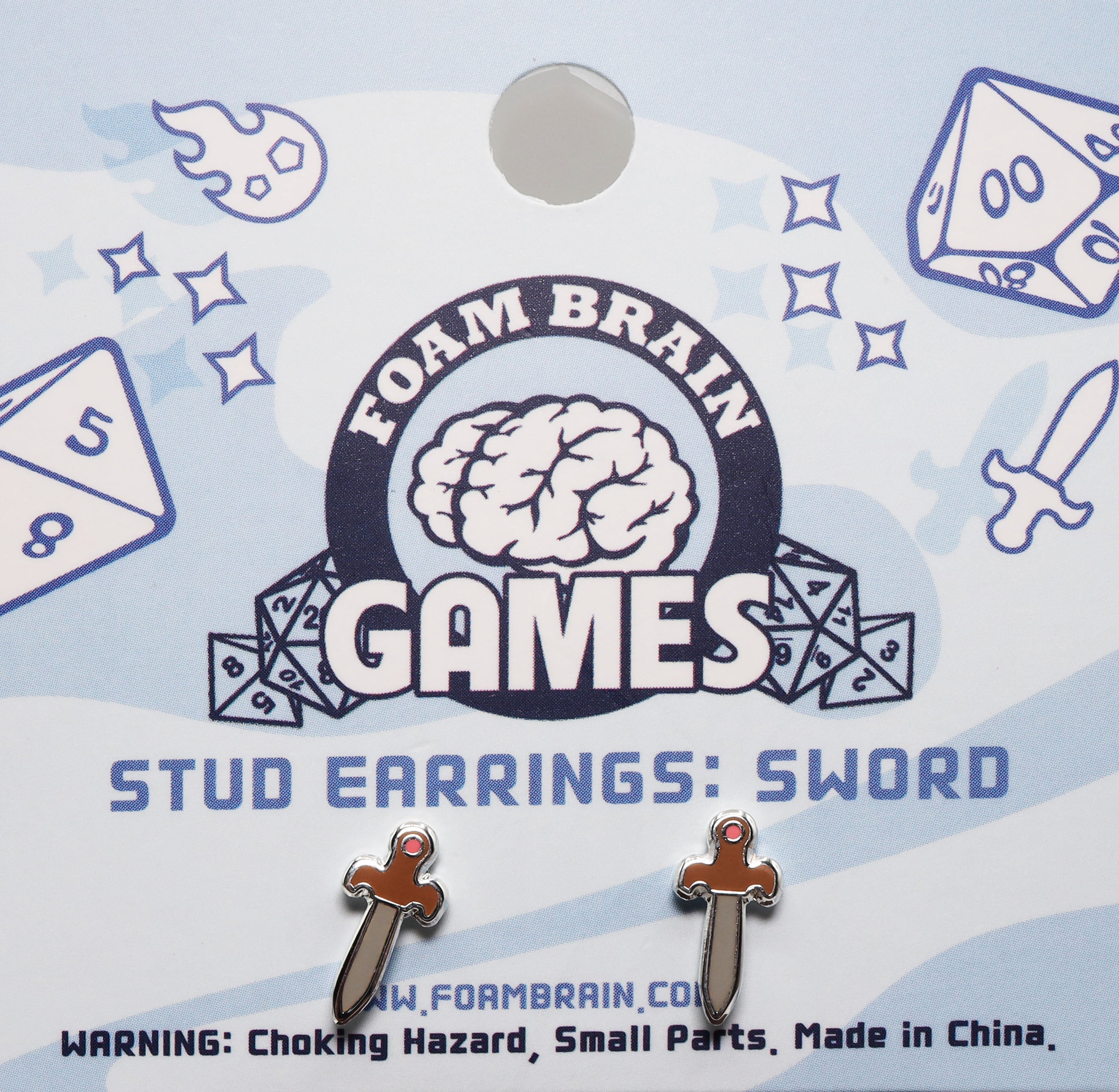 Stud Earrings: Sword  Foam Brain Games | D20 Games