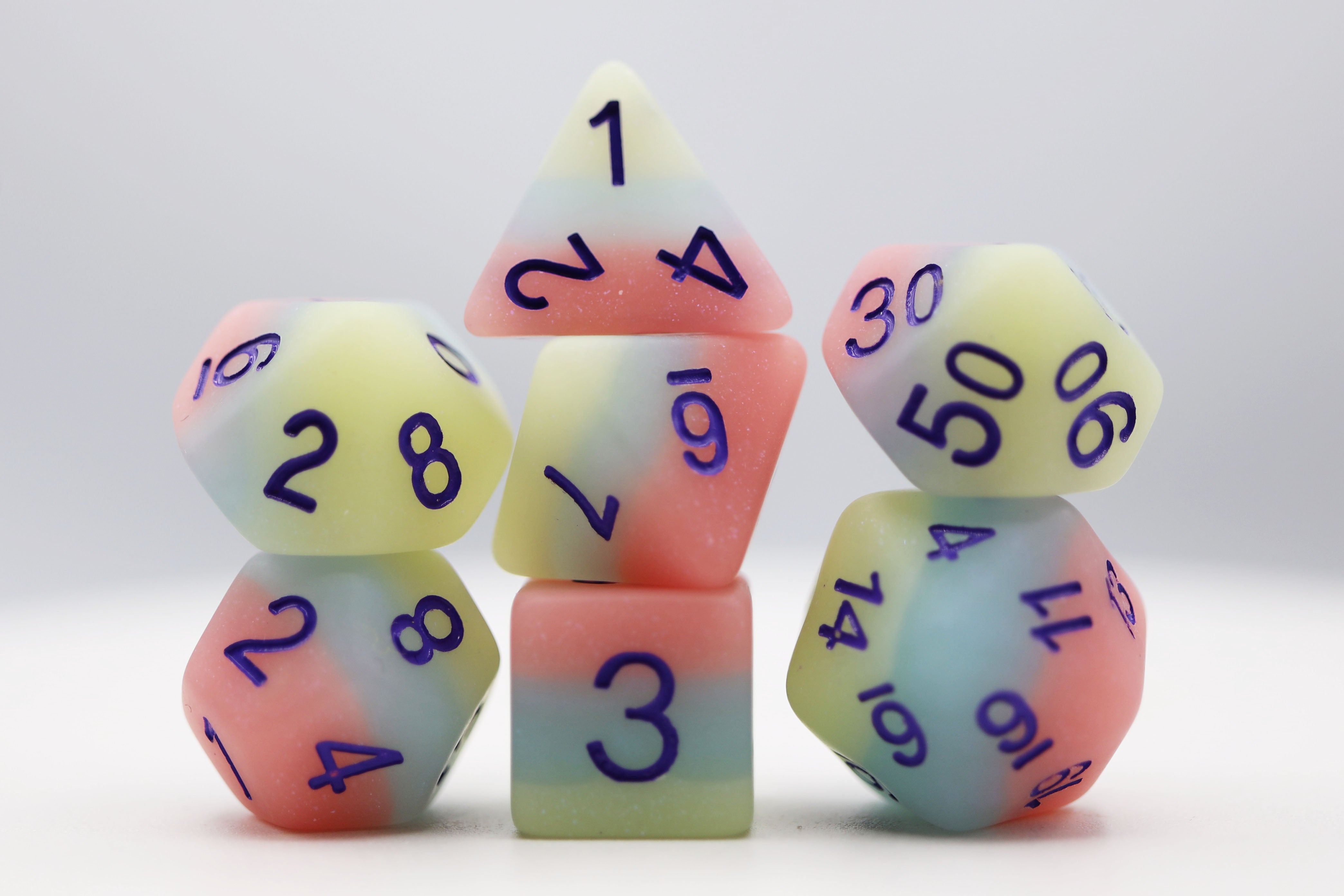Peach Snow Cone RPG Dice Set Plastic Dice Foam Brain Games | D20 Games