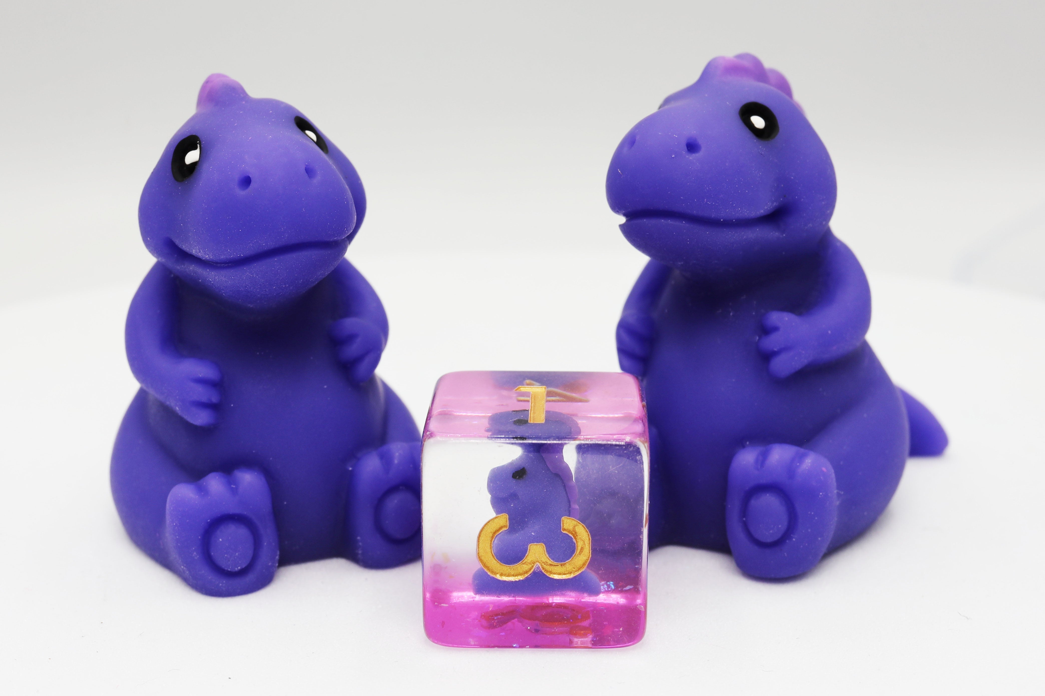 Purple T-Rex RPG Dice Set Plastic Dice Foam Brain Games | D20 Games