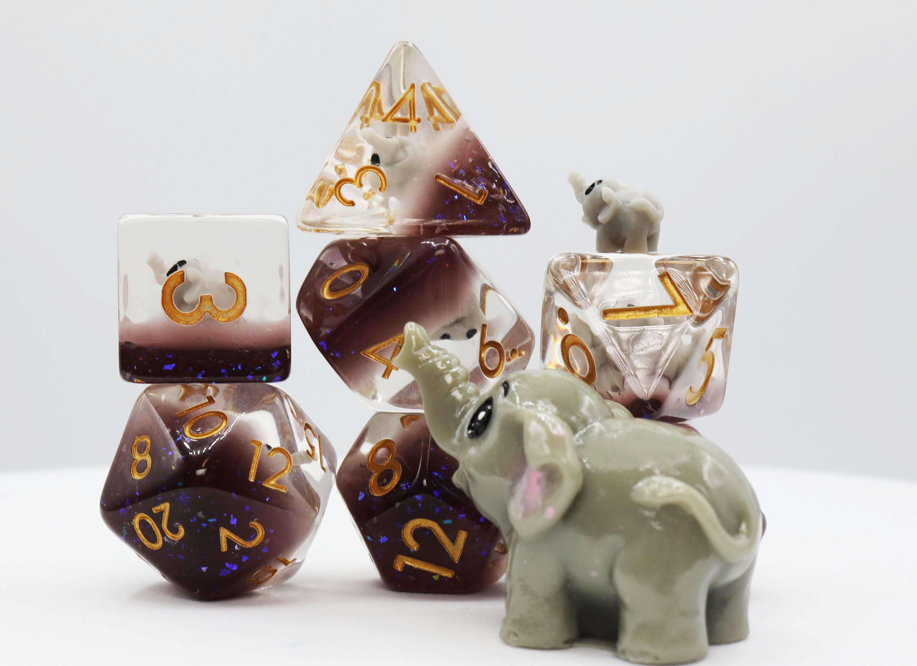 Elephant RPG Dice Set Plastic Dice Foam Brain Games | D20 Games