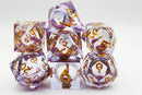 Purple Liquid Core Sharp Edge Resin RPG Dice Set Plastic Dice Foam Brain Games