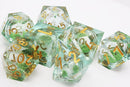 Mint Green Liquid Core Sharp Edge Resin RPG Dice Set