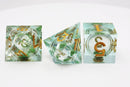 Mint Green Liquid Core Sharp Edge Resin RPG Dice Set Plastic Dice Foam Brain Games