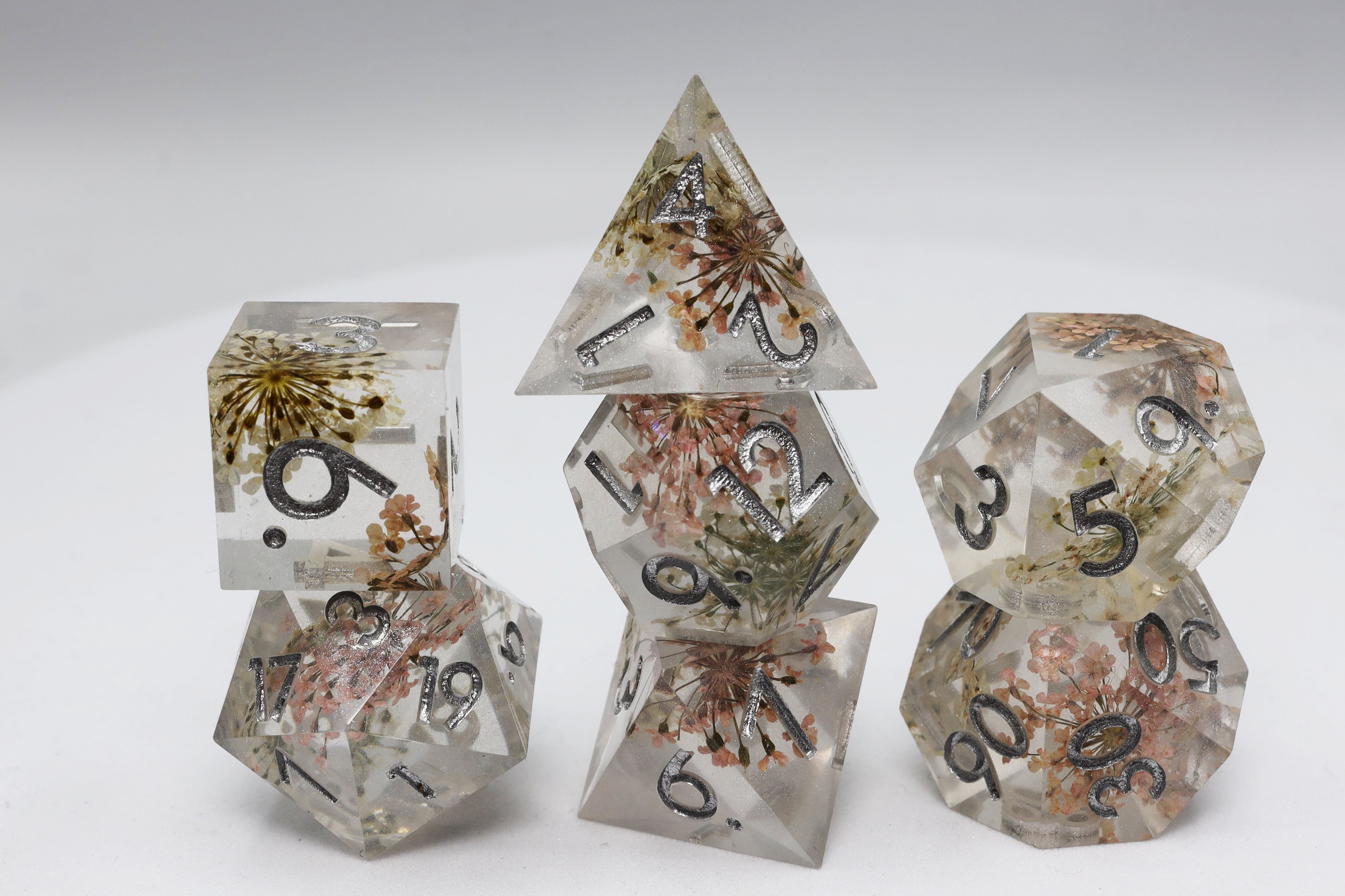 Sharp Edge Resin RPG Dice Set - Winter Meadow Plastic Dice Foam Brain Games | D20 Games