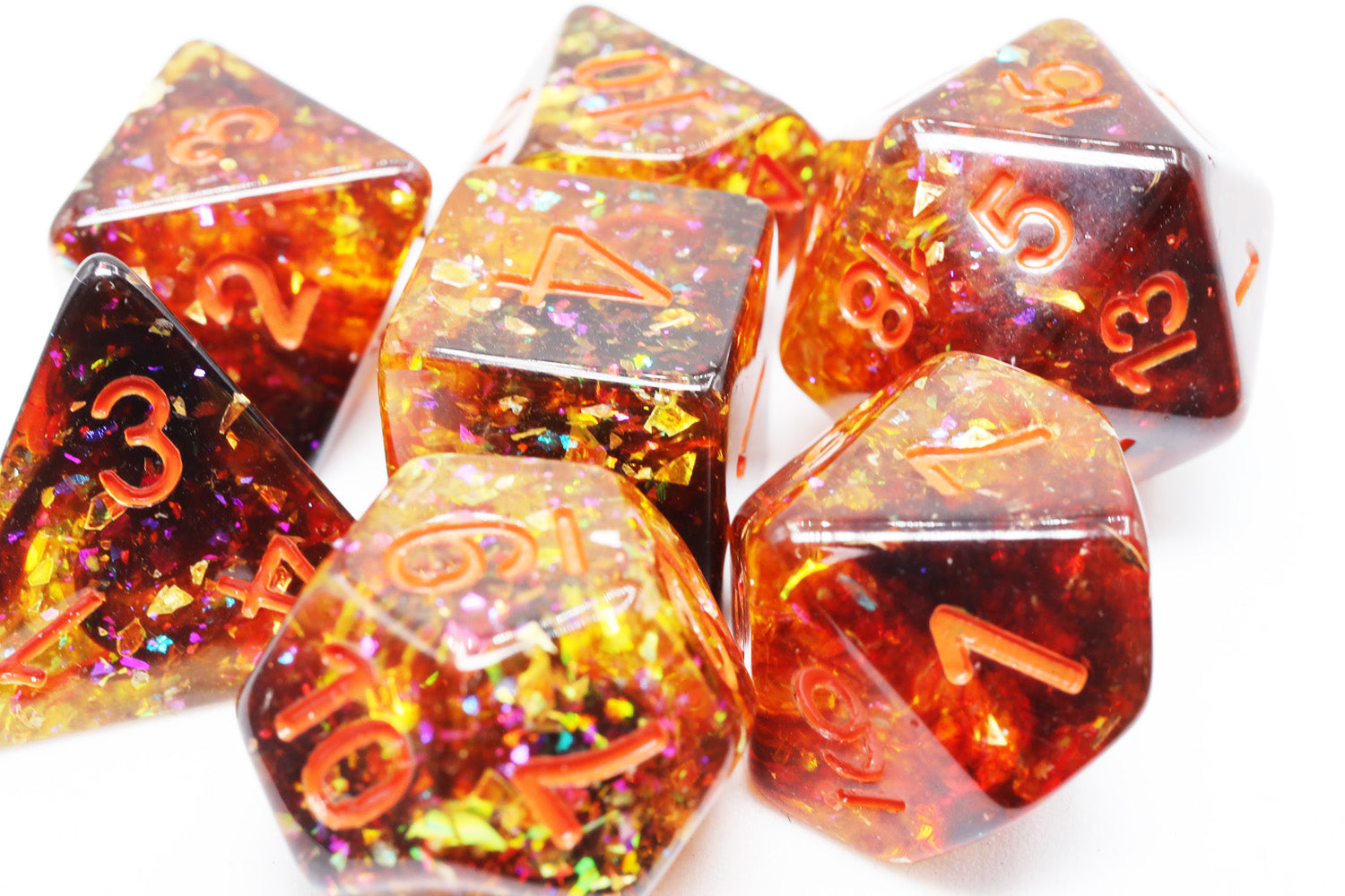 Pumpkin Light RPG Dice Set Plastic Dice Foam Brain Games | D20 Games