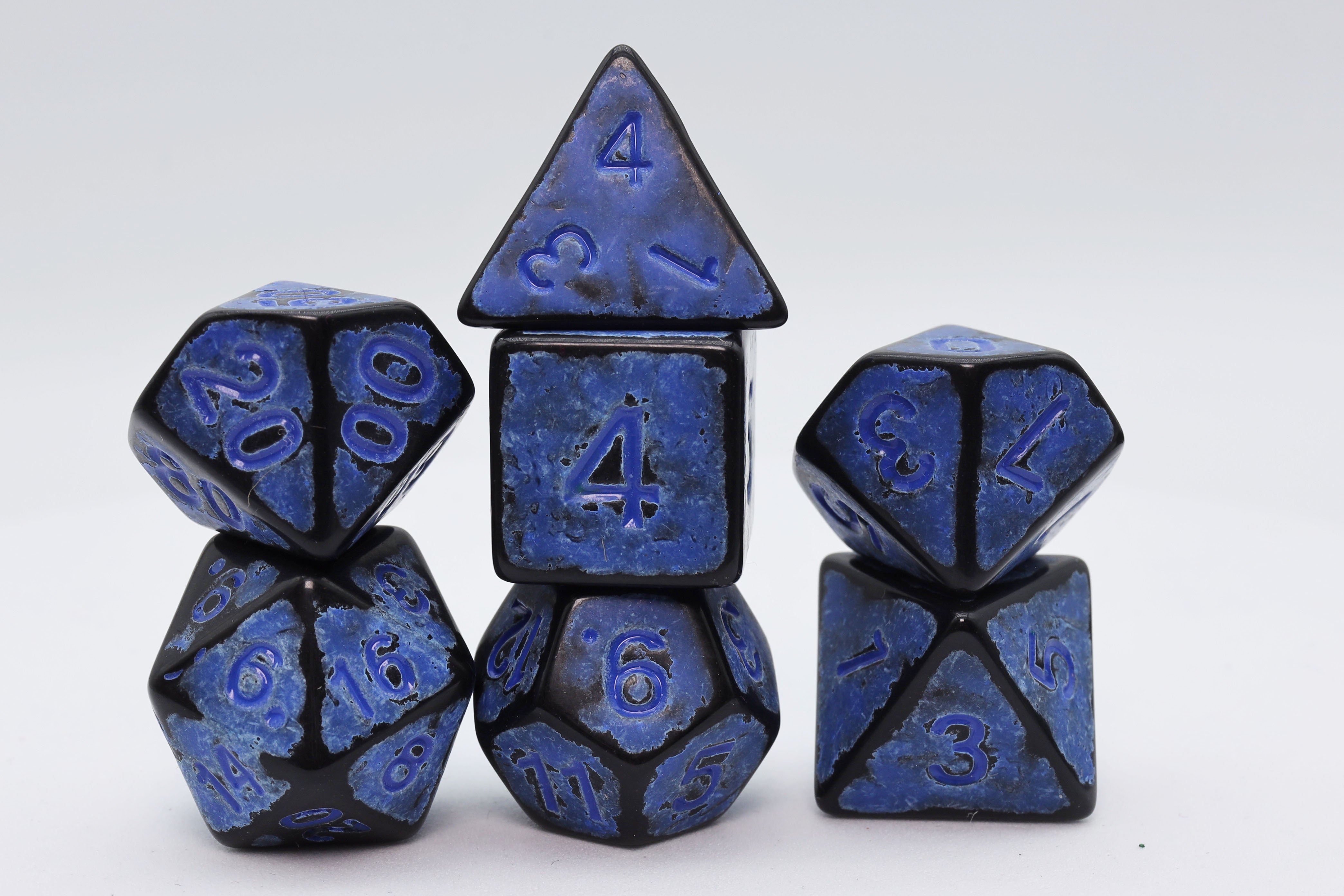 Timeworn Blue RPG Dice Set Plastic Dice Foam Brain Games | D20 Games