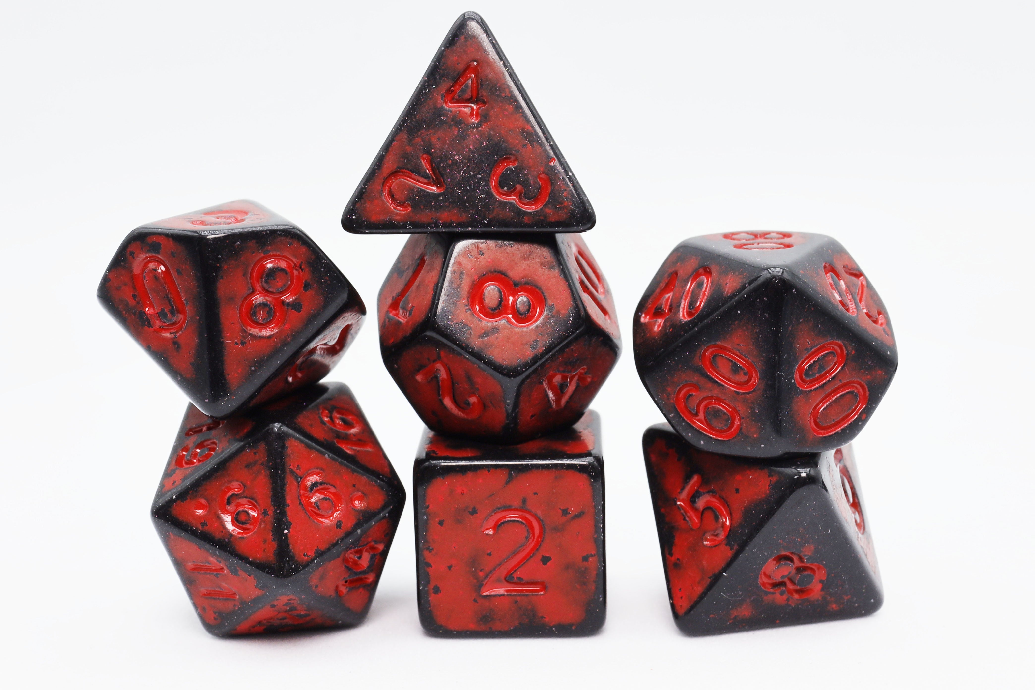 Timeworn Red RPG Dice Set Plastic Dice Foam Brain Games | D20 Games
