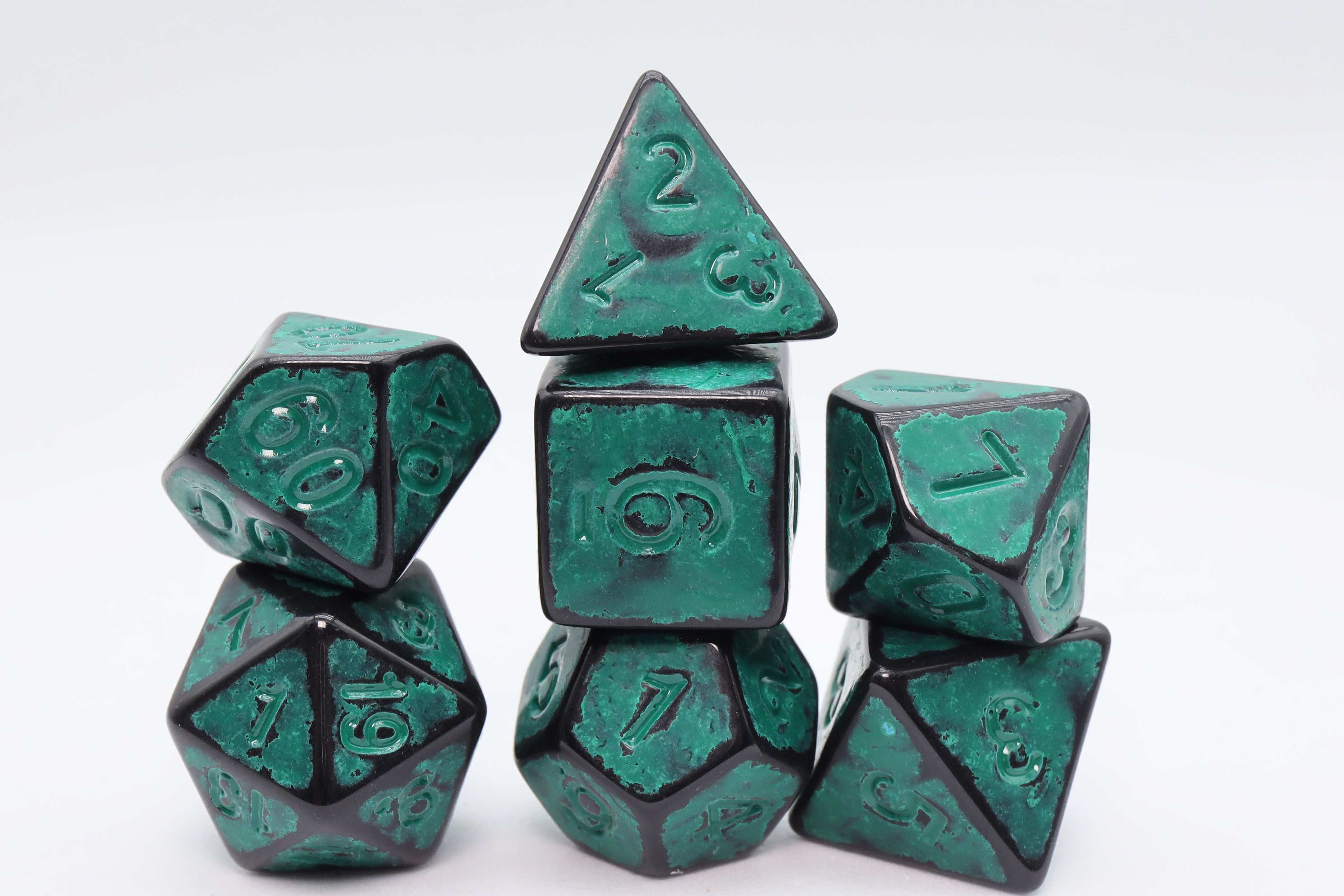 Timeworn Green RPG Dice Set Plastic Dice Foam Brain Games | D20 Games