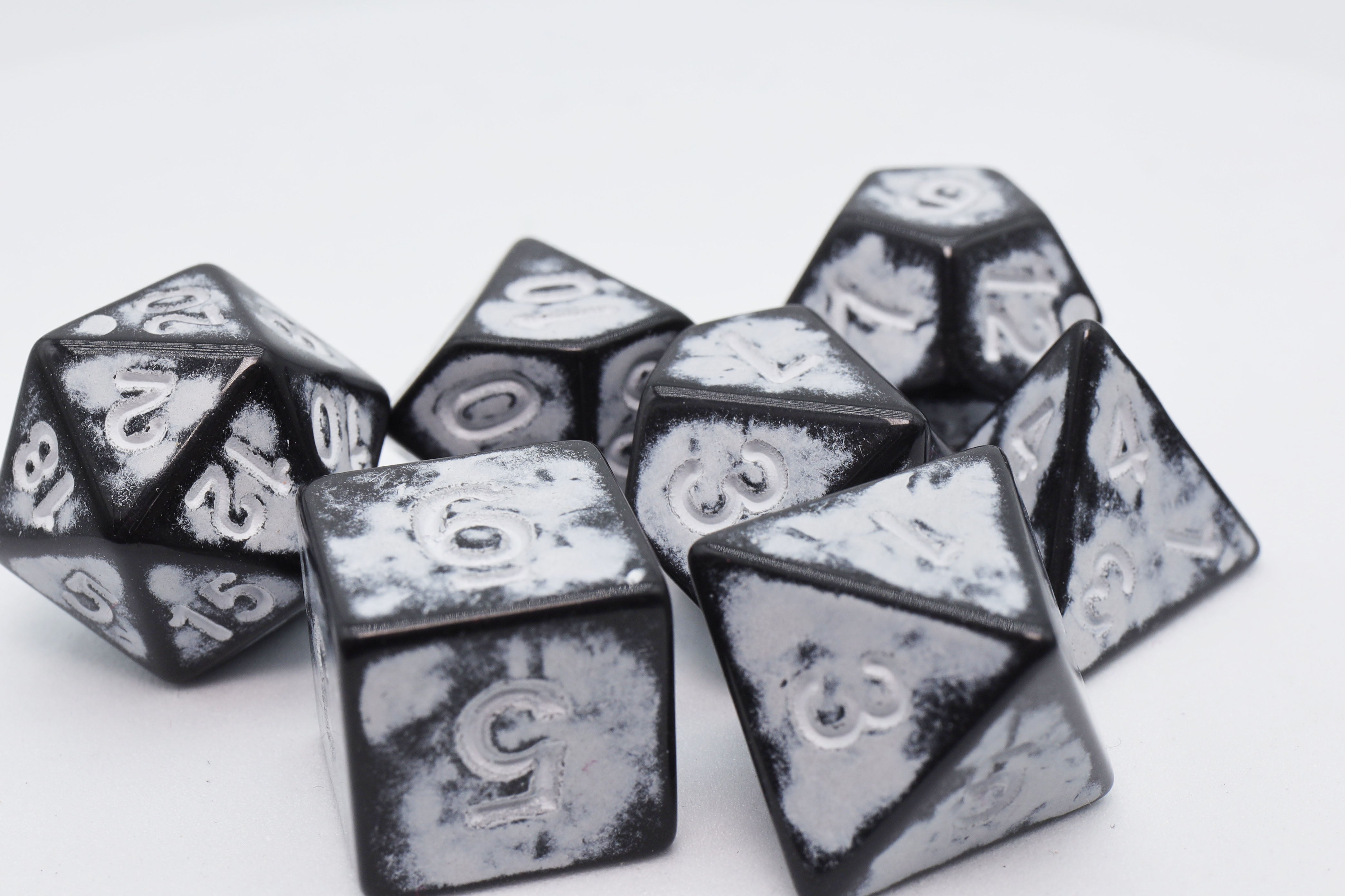 Timeworn White RPG Dice Set Plastic Dice Foam Brain Games | D20 Games