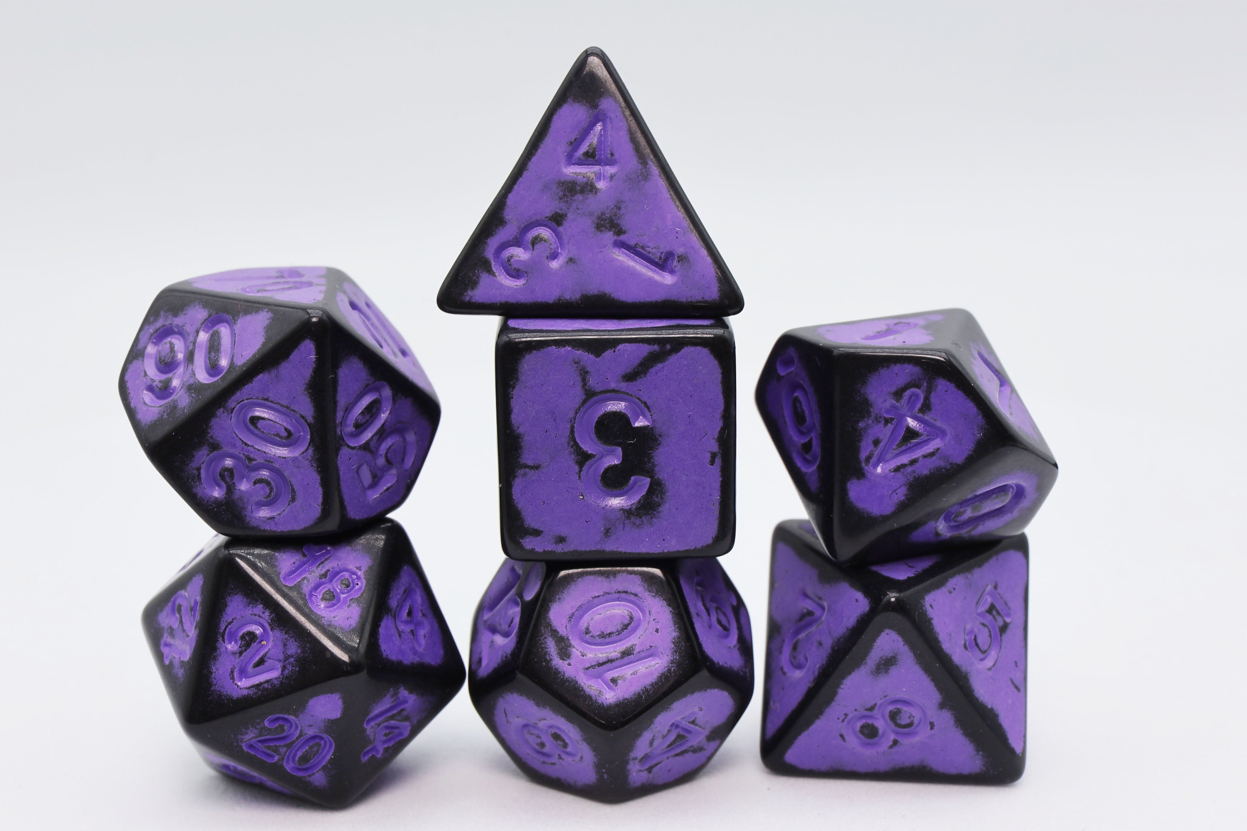 Timeworn Purple RPG Dice Set Plastic Dice Foam Brain Games | D20 Games