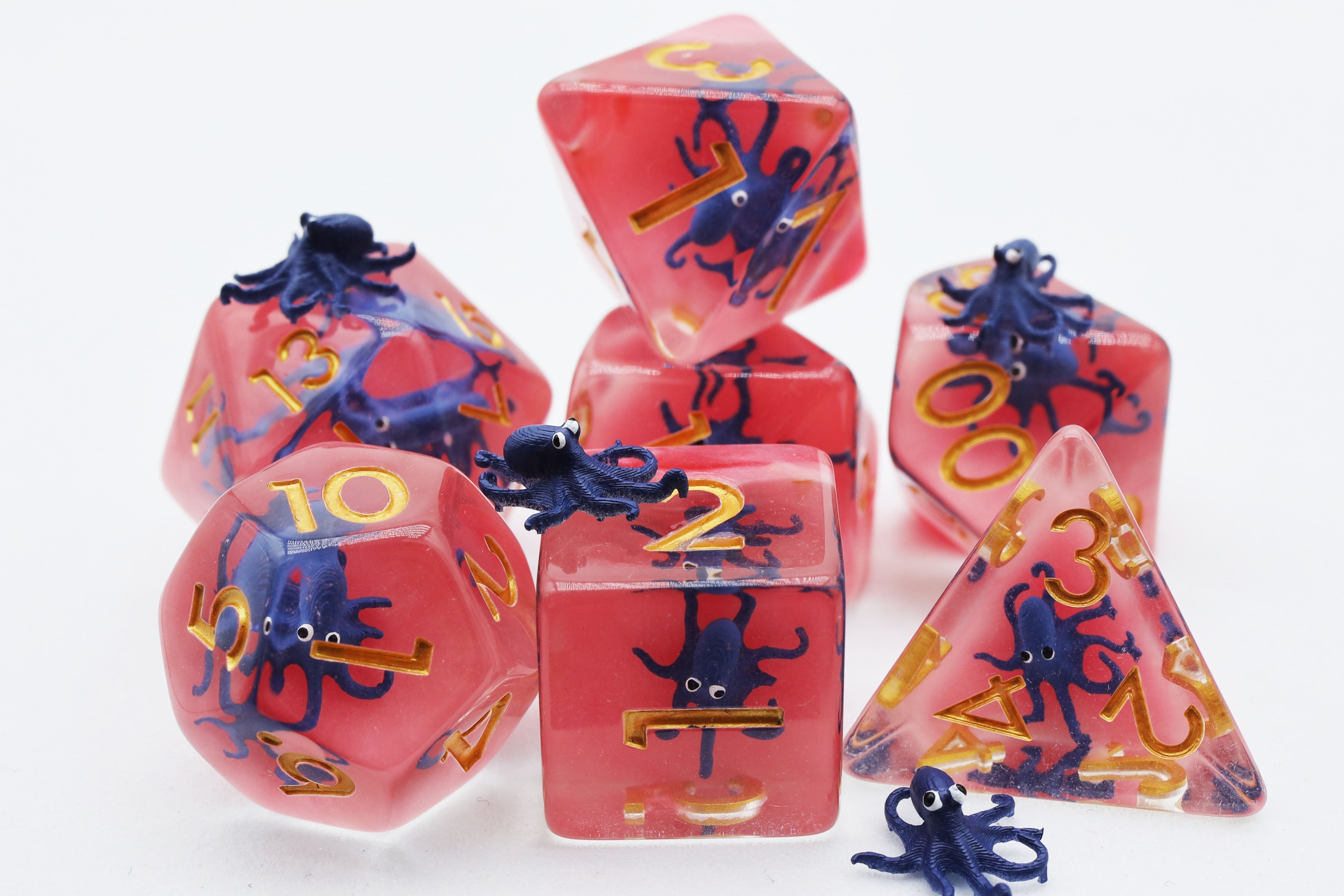 Underwater Octopus RPG Dice Set Plastic Dice Foam Brain Games | D20 Games