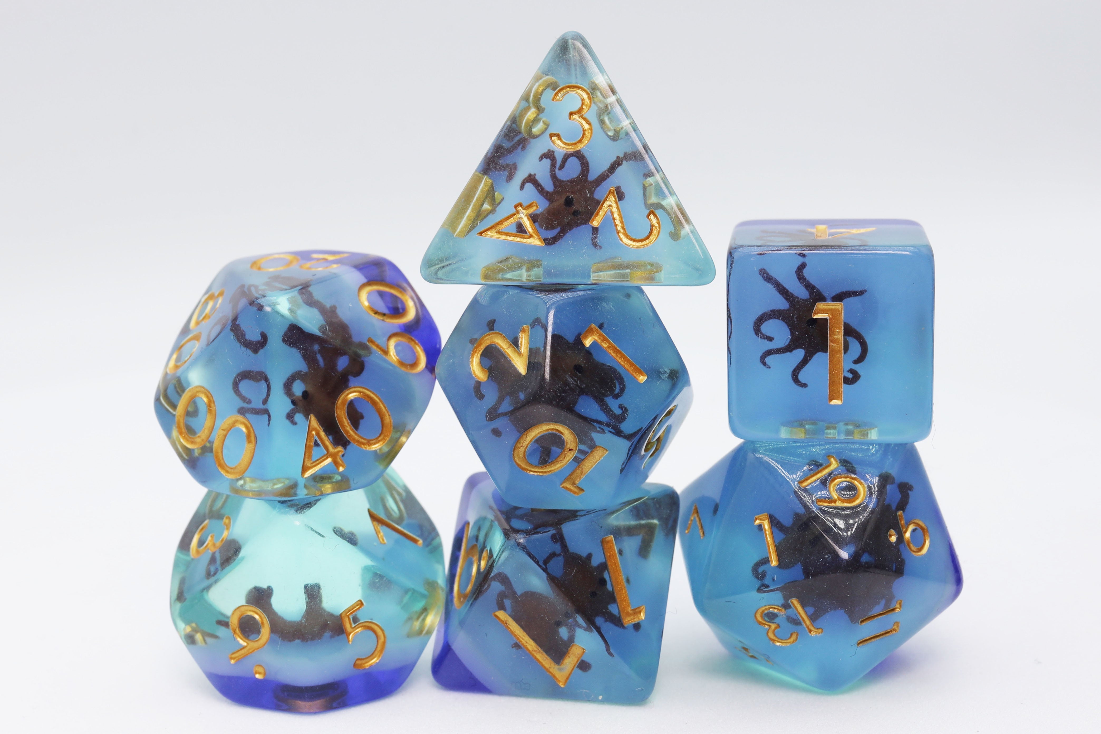 Coffee Octopus RPG Dice Set Plastic Dice Foam Brain Games | D20 Games