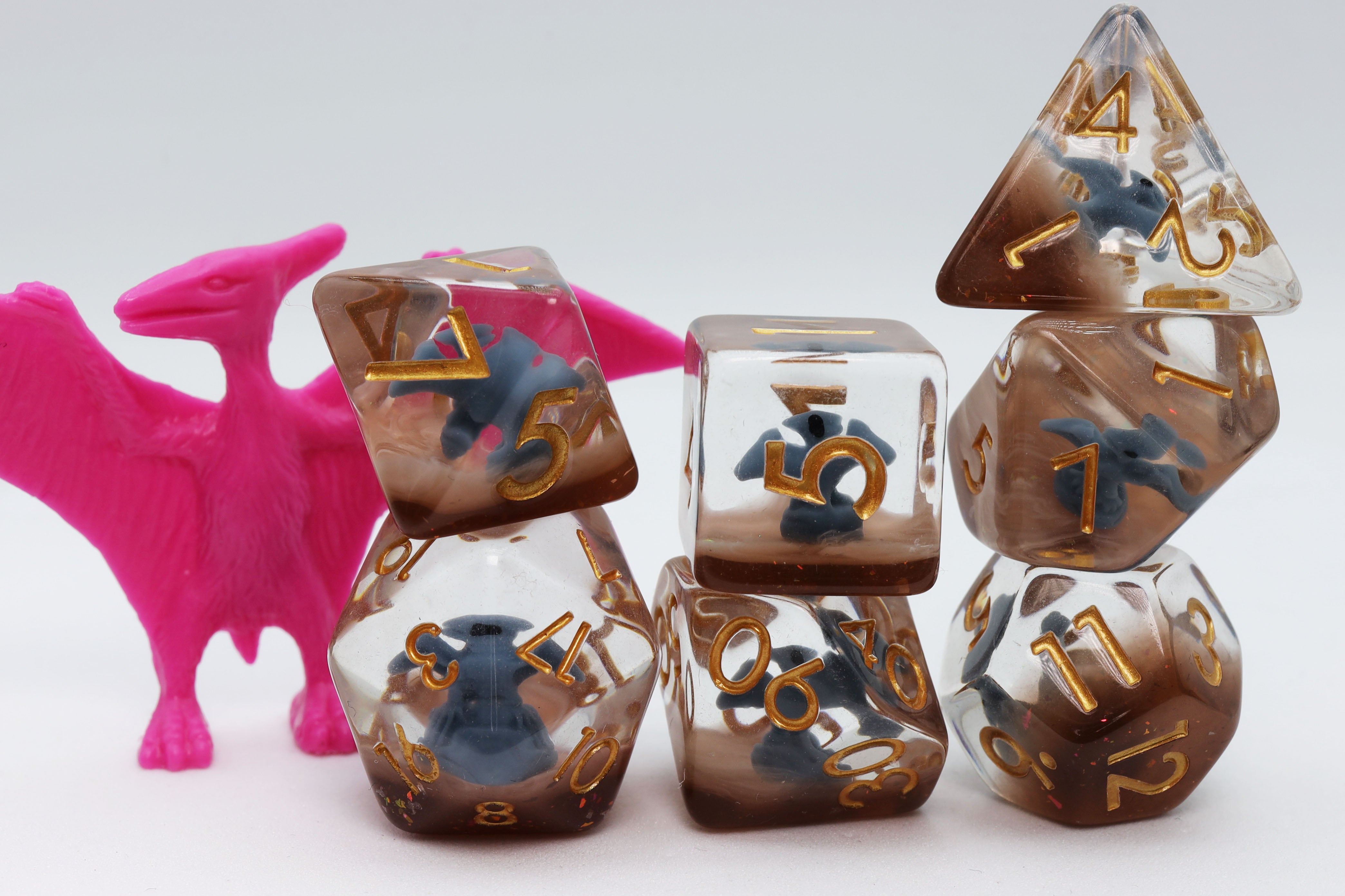 Blue Pterodactyl RPG Dice Set Plastic Dice Foam Brain Games | D20 Games
