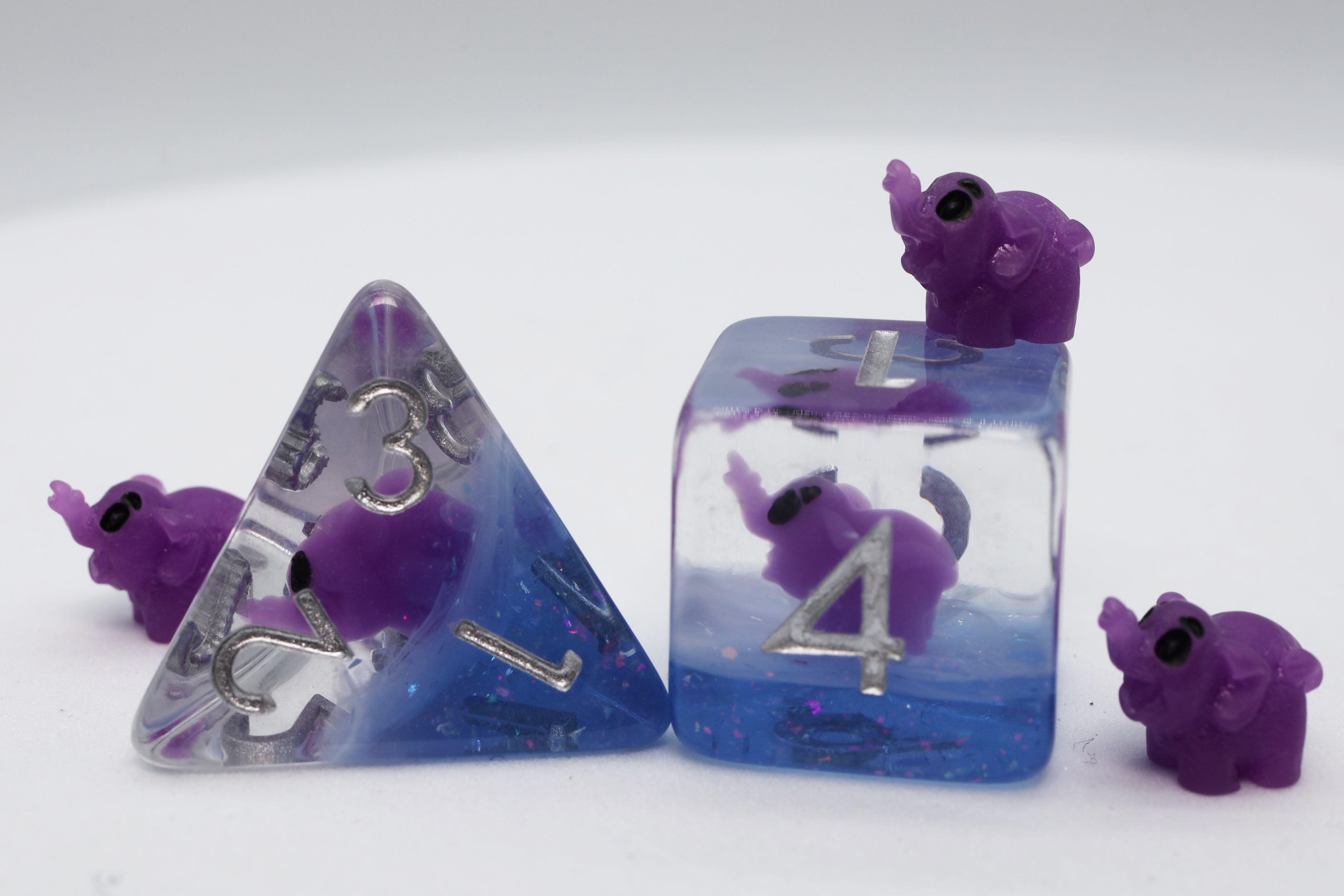 Purple Elephant RPG Dice Set Plastic Dice Foam Brain Games | D20 Games