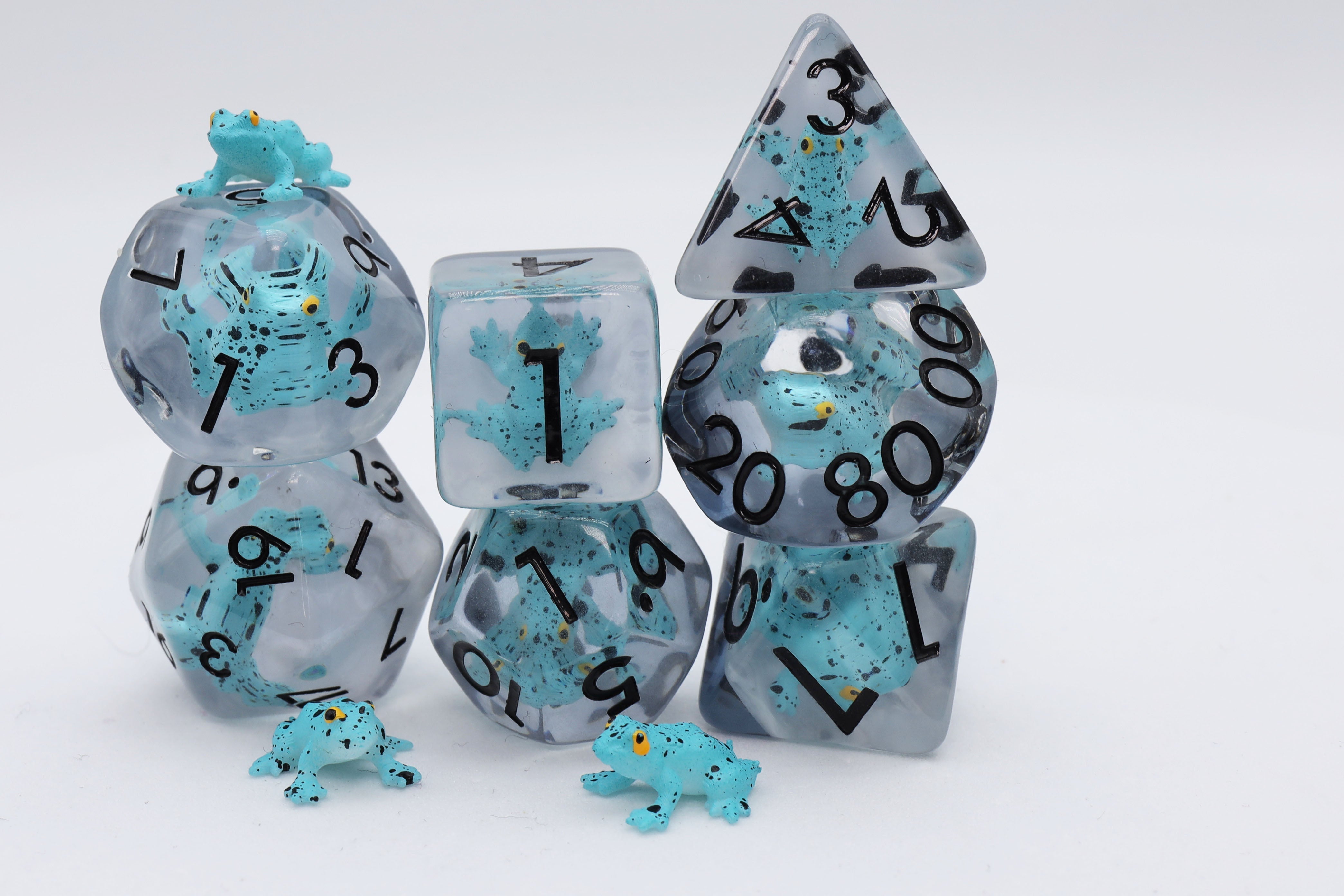 Blue Poison Frog RPG Dice Set Plastic Dice Foam Brain Games | D20 Games