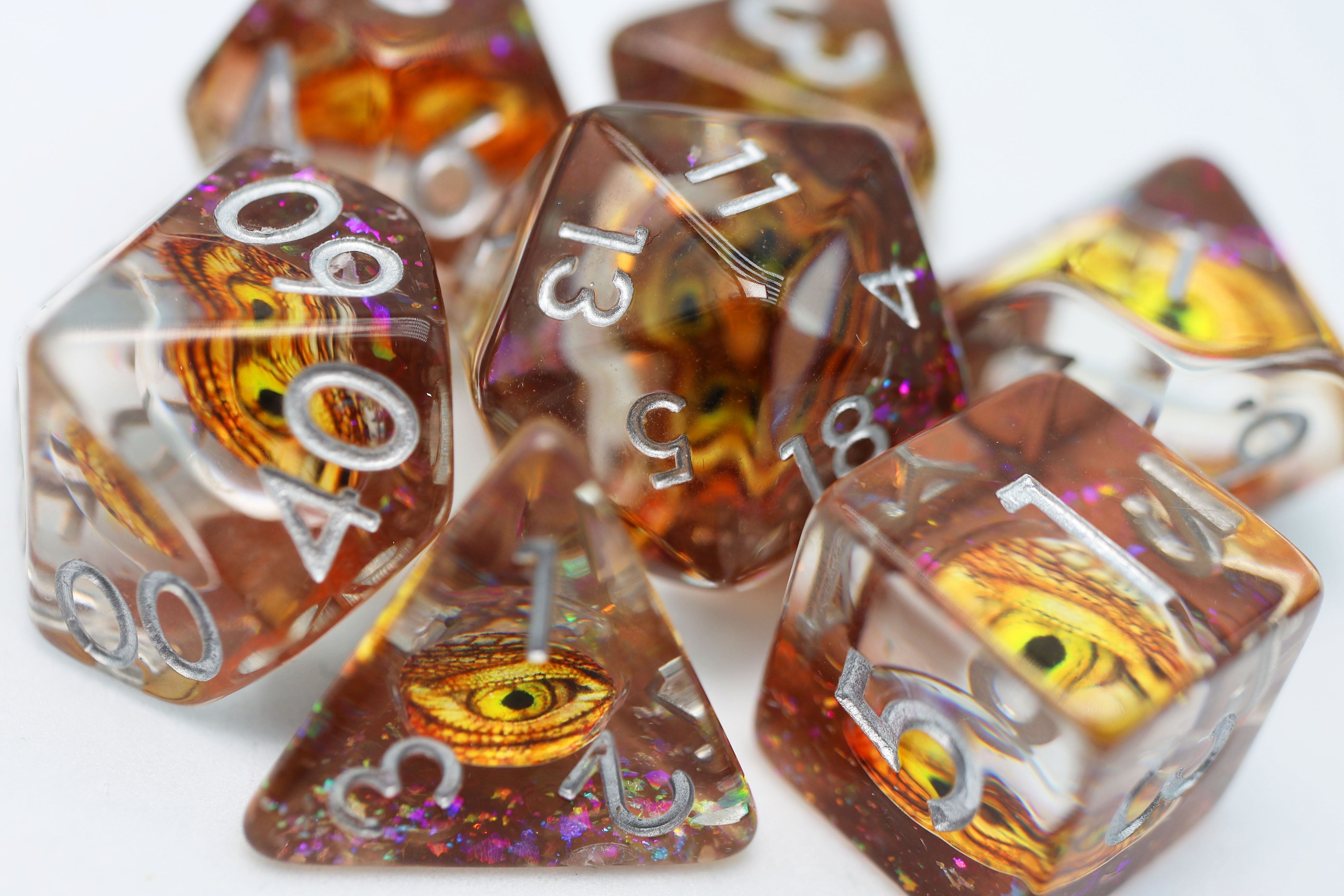 Golden Dragon Eye RPG Dice Set Plastic Dice Foam Brain Games | D20 Games