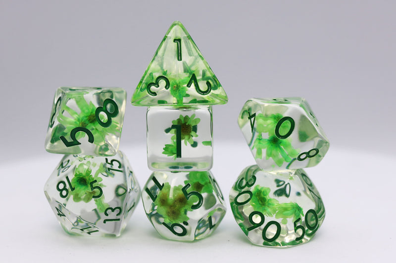 Green Daisy RPG Dice Set Plastic Dice Foam Brain Games