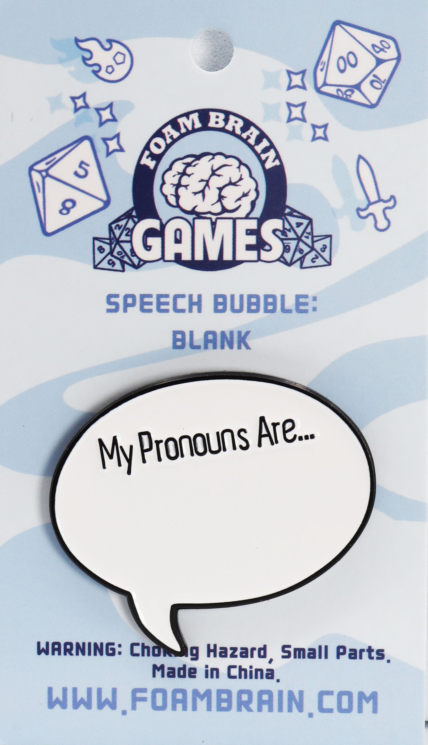 Speech Bubble Pin: My Pronouns Are: Blank  cardboard clothing | D20 Games