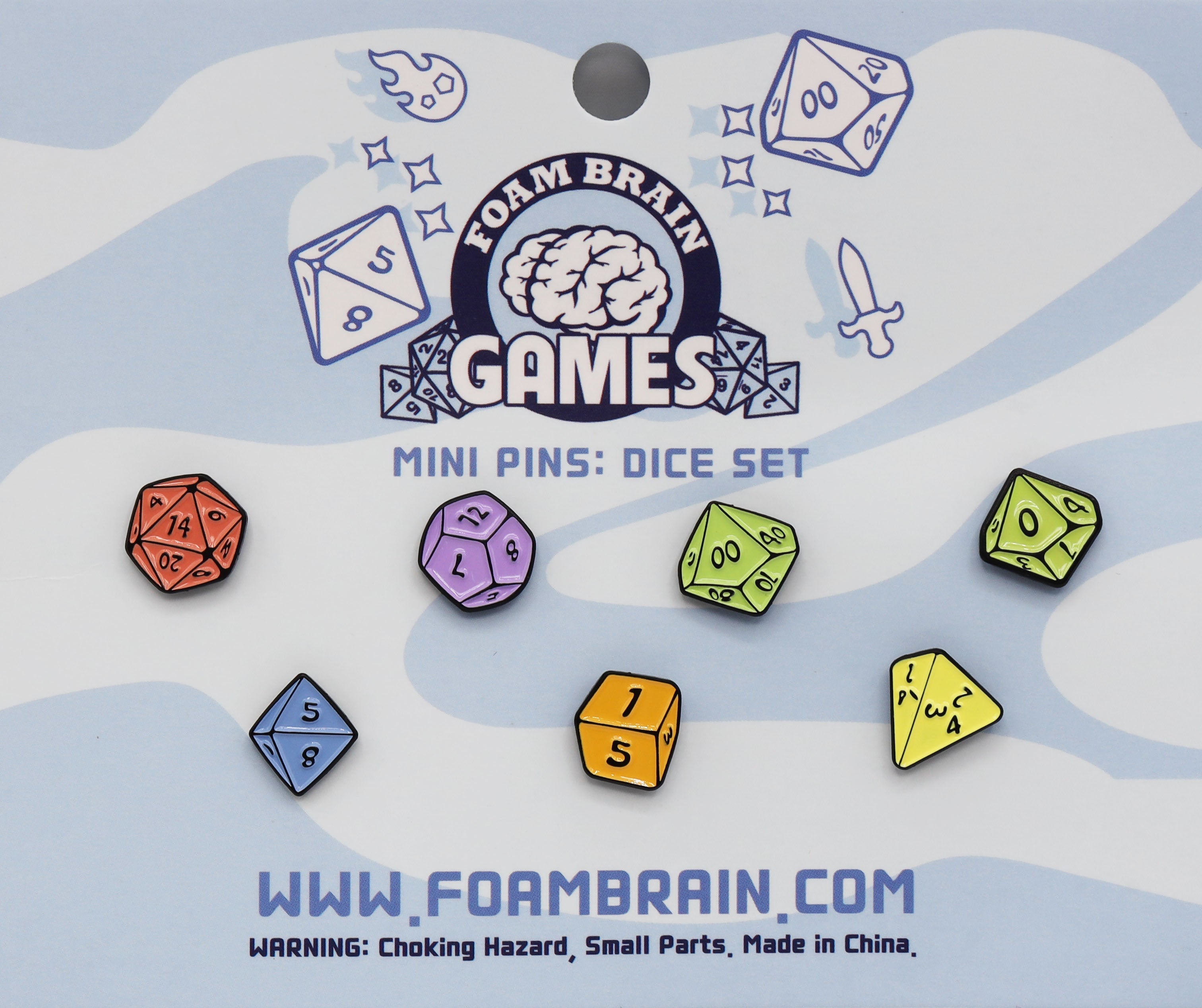 Mini Pins: Dice Set Enamel Pin Foam Brain Games | D20 Games