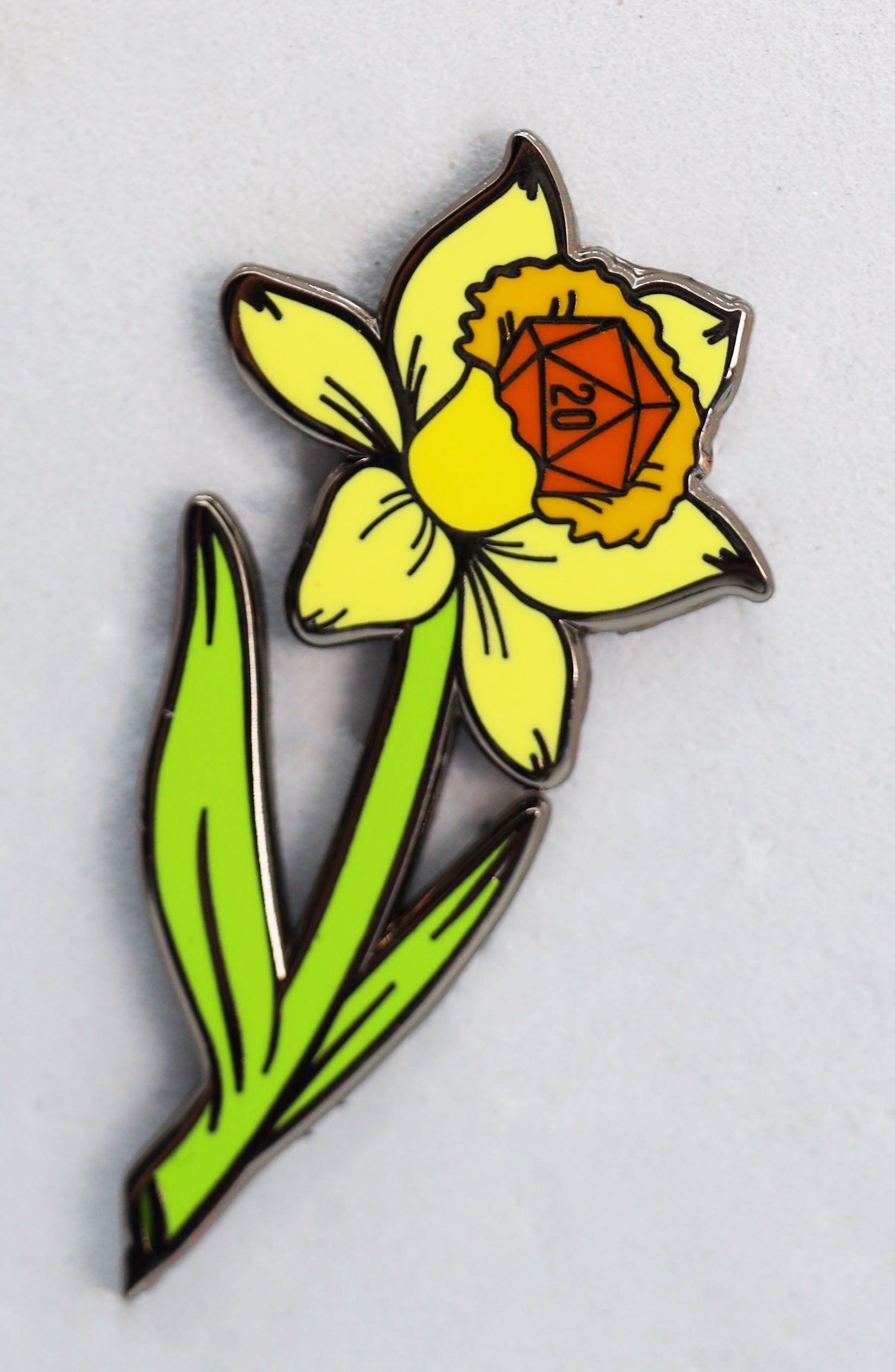 Hollow Hearts Enamel Pin: Dice Daffodil Enamel Pin Foam Brain Games | D20 Games