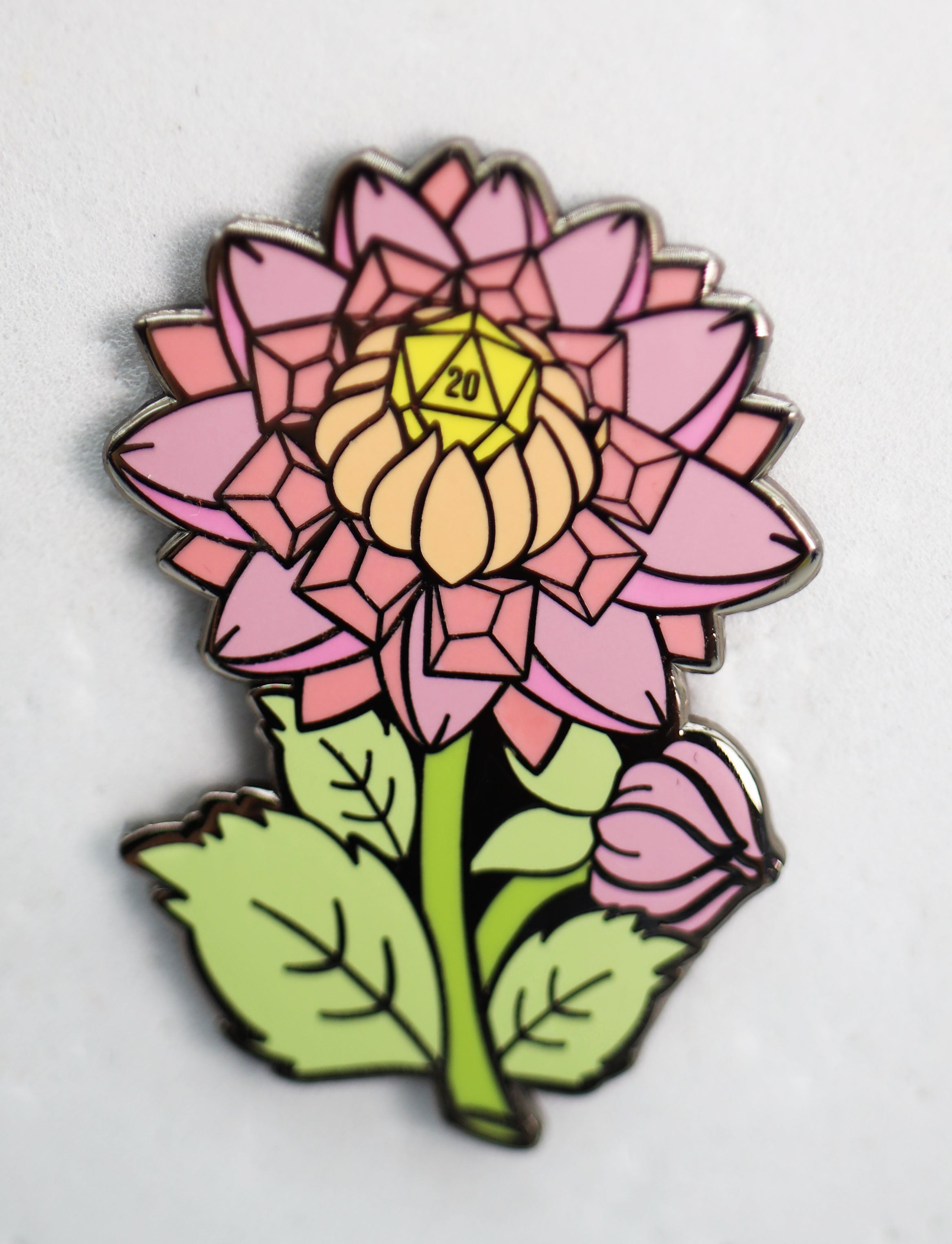 Hollow Hearts Enamel Pin: Dice Dahlia Enamel Pin Foam Brain Games | D20 Games