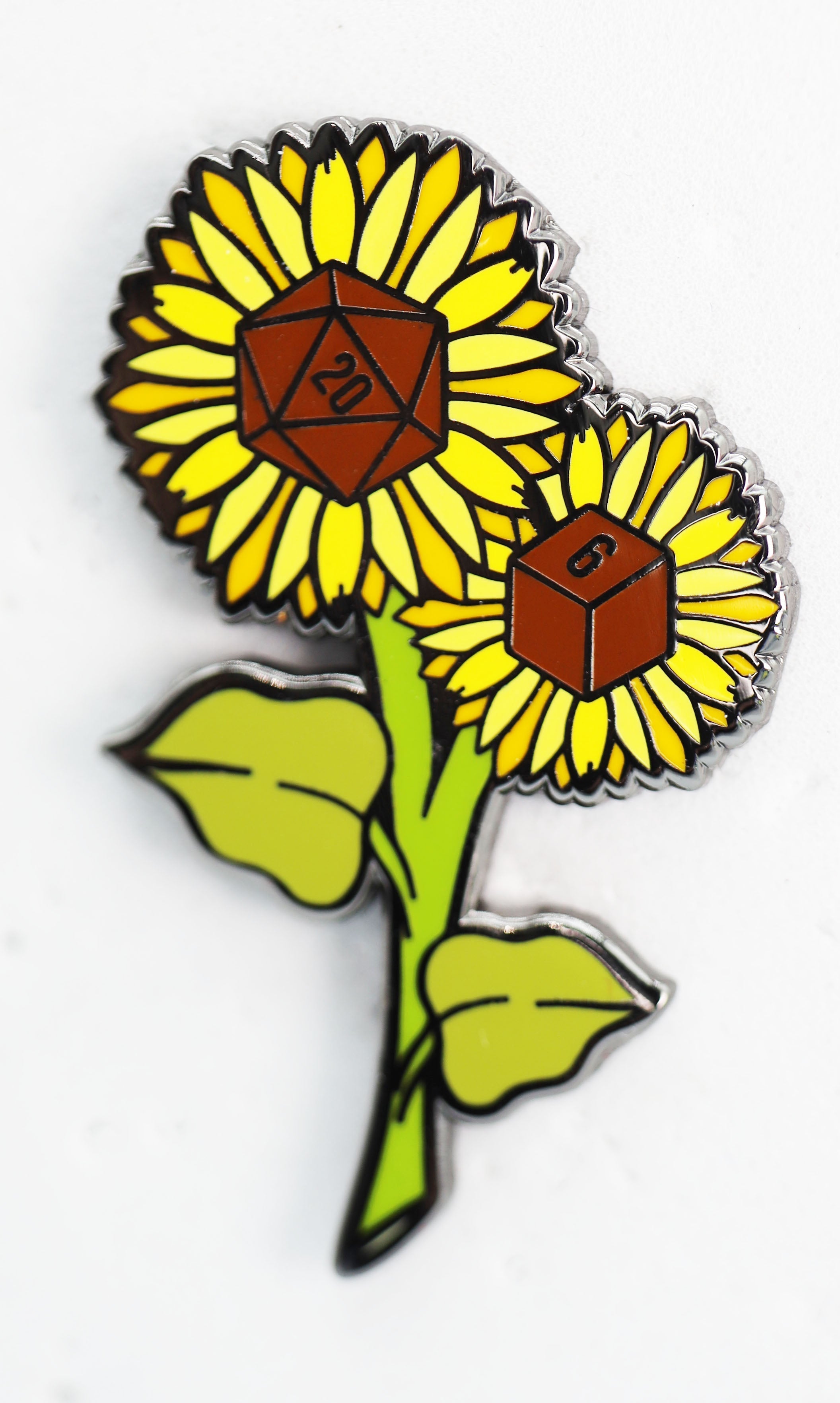 Hollow Hearts Enamel Pin: Dice Sunflower Enamel Pin Foam Brain Games | D20 Games