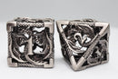 Chained Hollow Silver Dragon RPG Metal Dice Set Metal Dice Foam Brain Games