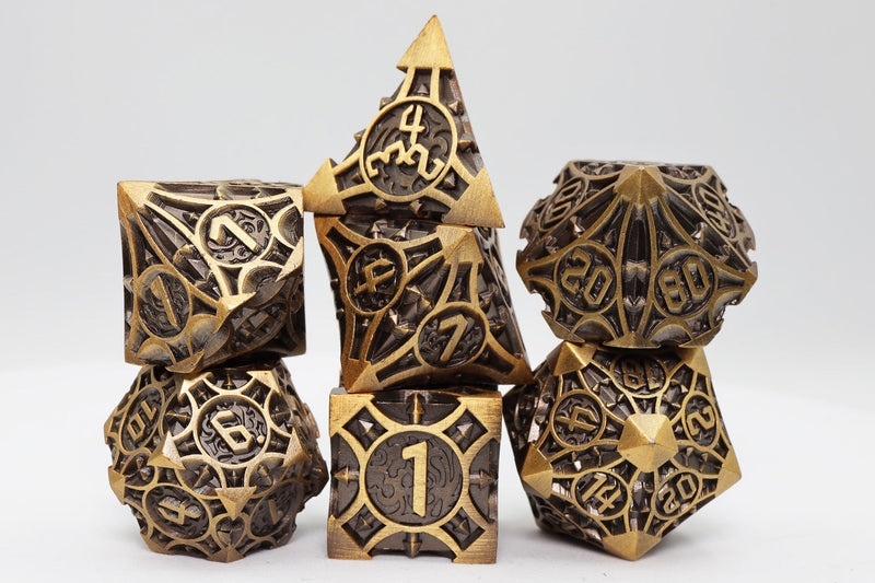 Golden Arrow RPG Metal Dice Set Metal Dice Foam Brain Games